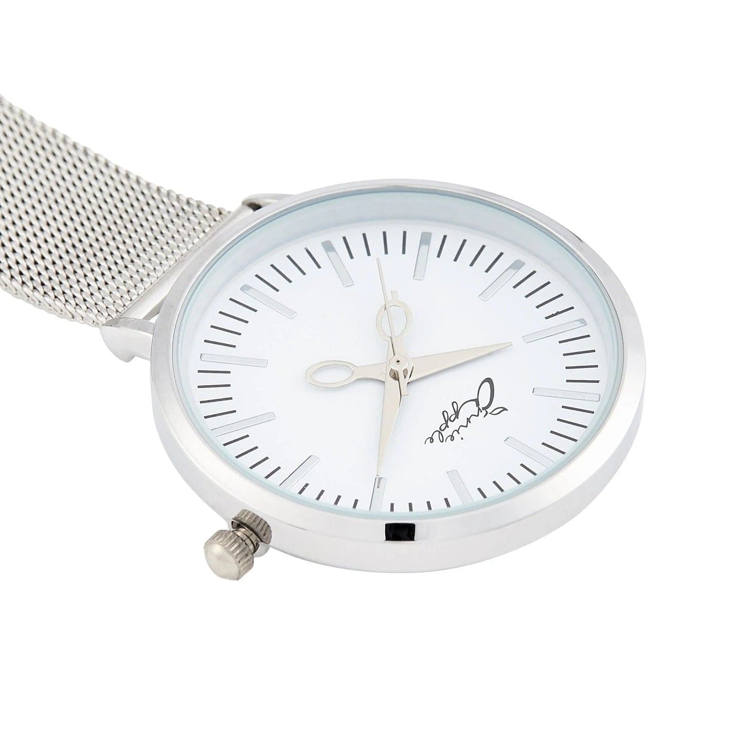 Annie Apple Fob Watches Aurora White/Silver Mesh Nurse Fob Watch