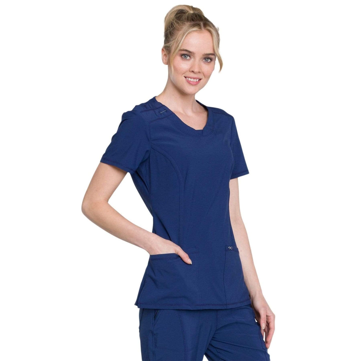Cherokee Scrubs Top Cherokee Infinity 2624A Scrubs Top Womens Round Neck Navy