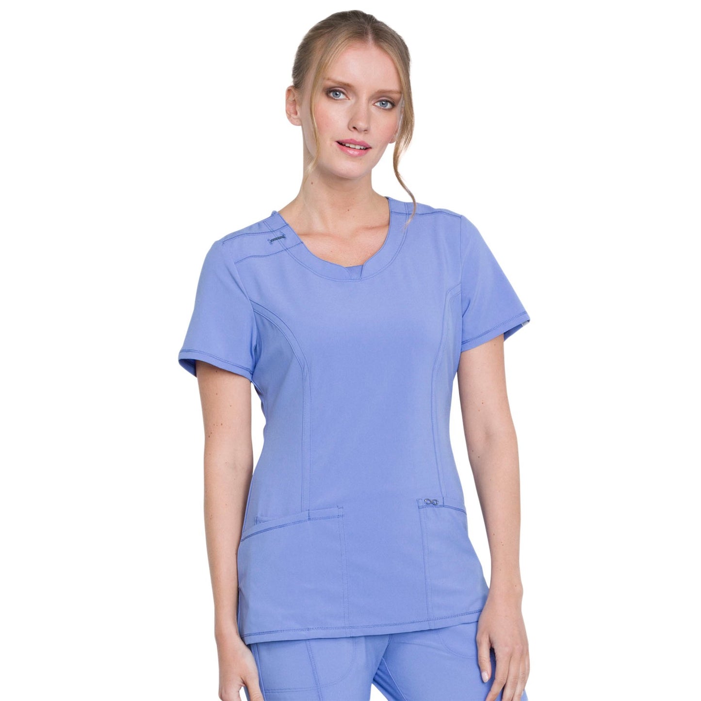 Cherokee Infinity 2624A Scrubs Top Women's Round Neck Ceil Blue