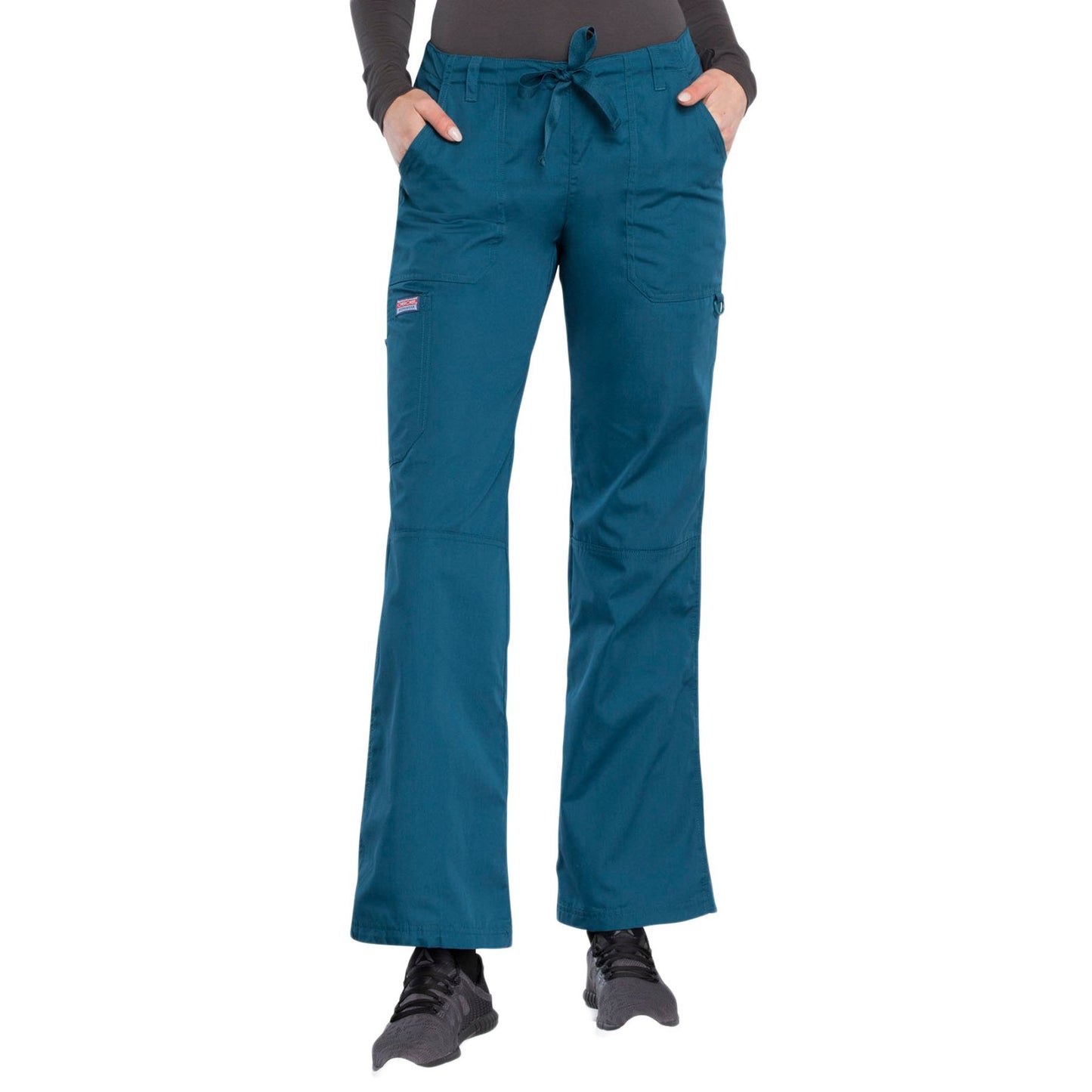 Cherokee Workwear 4020 Scrubs Pants Women's Low Rise Drawstring Cargo Caribbean Blue