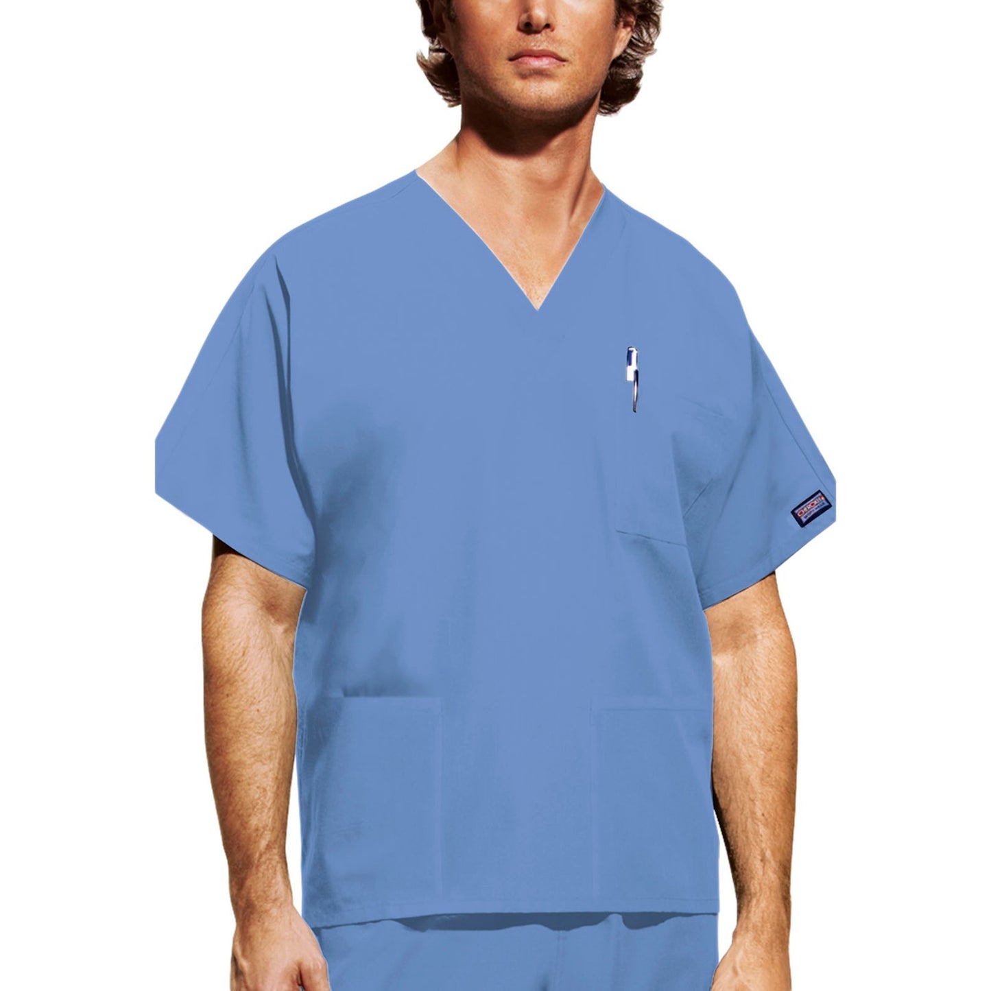 Cherokee Workwear 4876 Scrubs Top Unisex V-Neck Ceil Blue