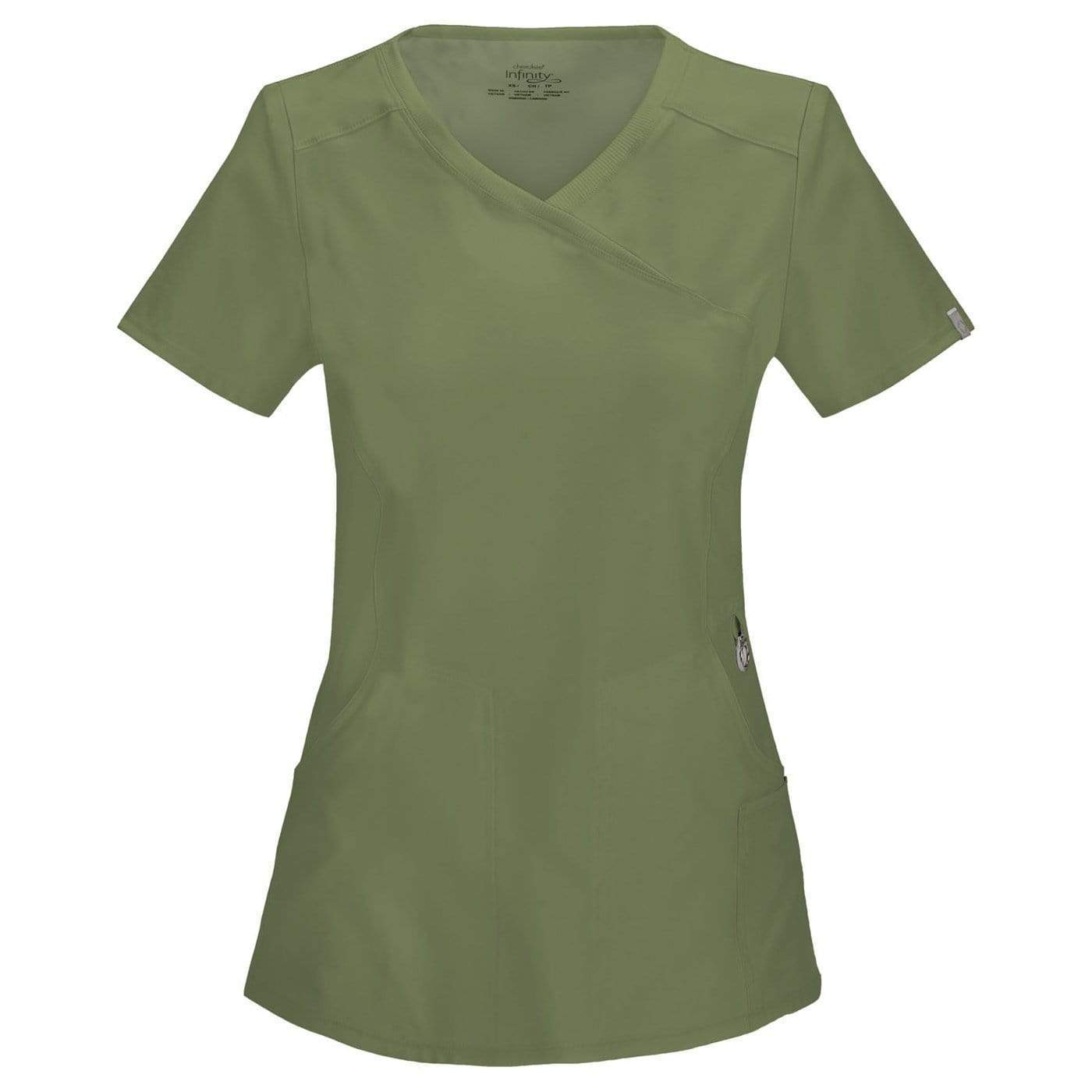 Cherokee Scrubs Top 2XL Cherokee Infinity 2625A Scrubs Top Women's Mock Wrap Olive