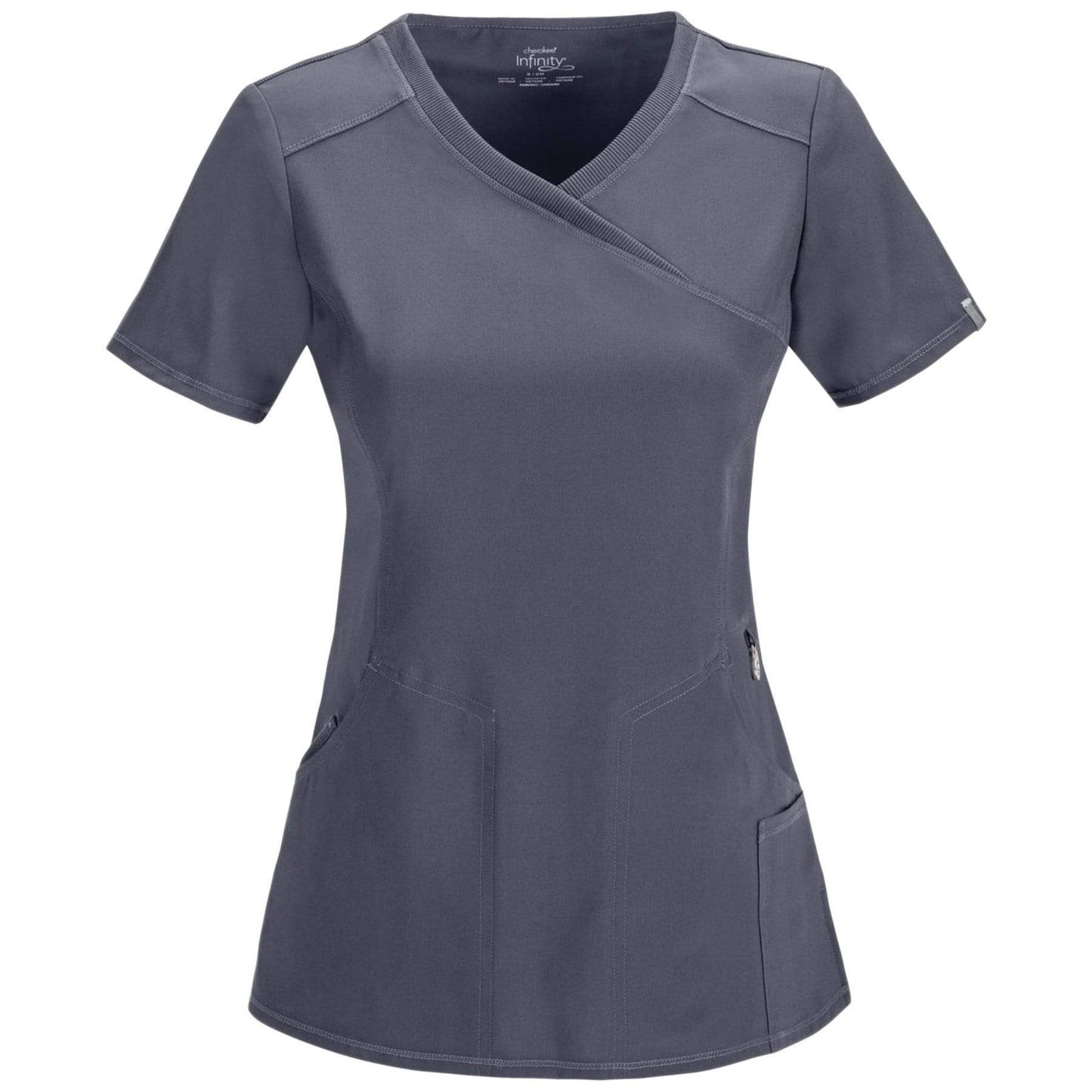 Cherokee Scrubs Top 2XL Cherokee Infinity 2625A Scrubs Top Women's Mock Wrap Pewter