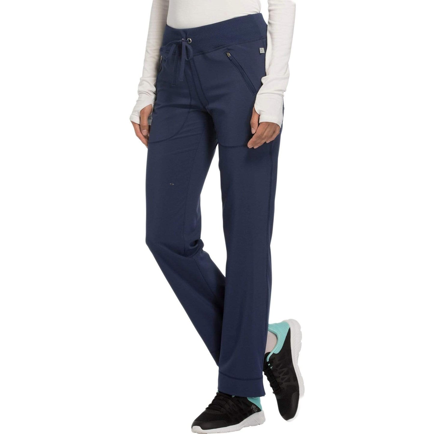 Cherokee Scrubs Pants Cherokee Infinity CK100A Scrubs Pants Women's Mid Rise Tapered Leg Drawstring s Navy