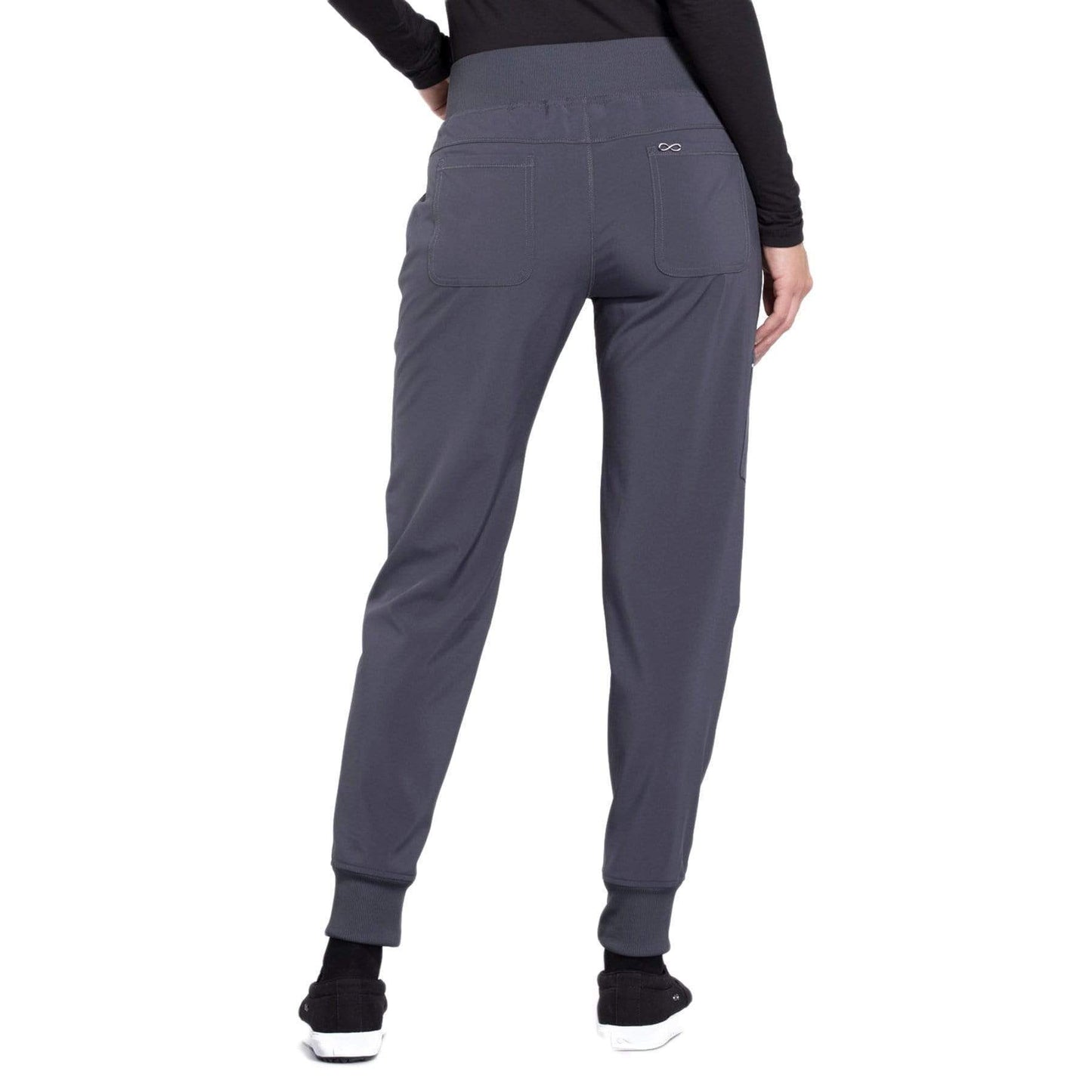 Cherokee Scrubs Pants Cherokee Infinity CK110A Scrubs Pants Women's Mid Rise Tapered Leg Jogger Pewter