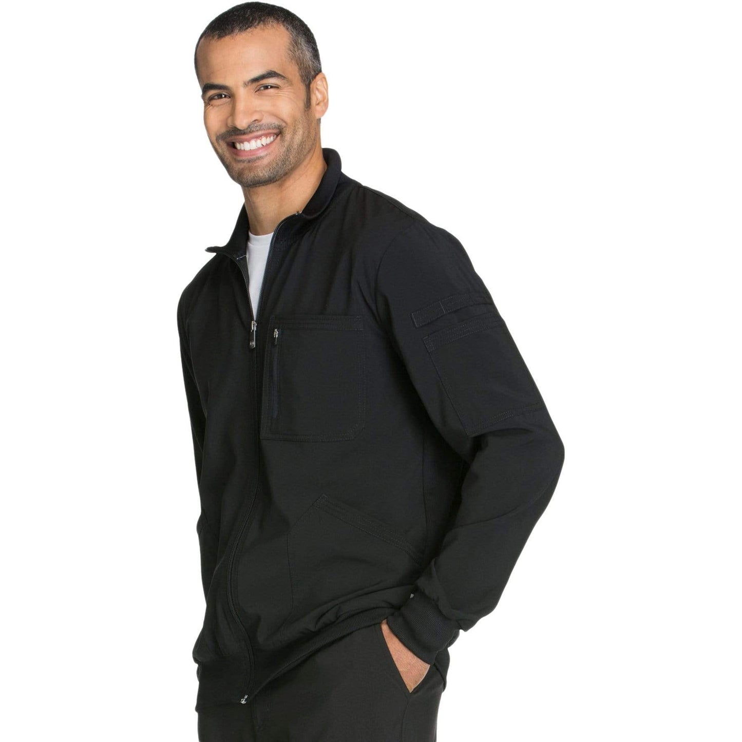 Cherokee Scrubs Jacket Cherokee Infinity CK305A Scrubs Jacket Men's Zip Front Black