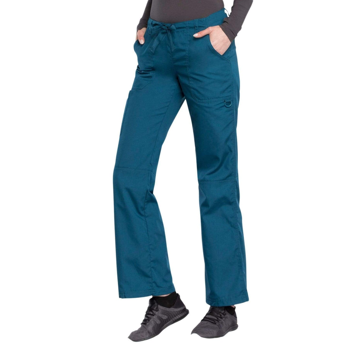 Cherokee Scrubs Pants Cherokee Workwear 4020 Scrubs Pants Women's Low Rise Drawstring Cargo Caribbean Blue
