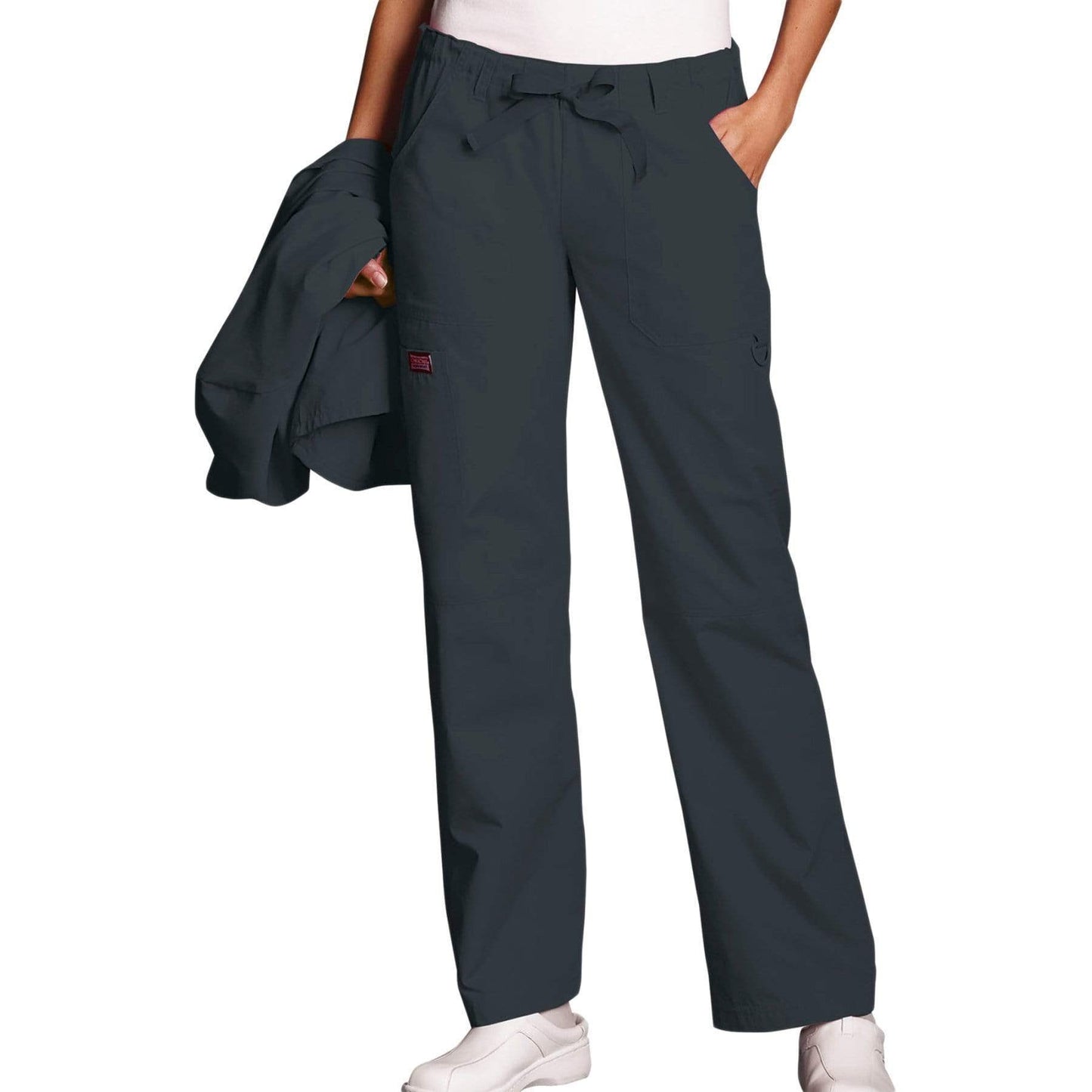 Cherokee Scrubs Pants 2XL / Regular Length Cherokee Workwear 4020 Scrubs Pants Women's Low Rise Drawstring Cargo Pewter