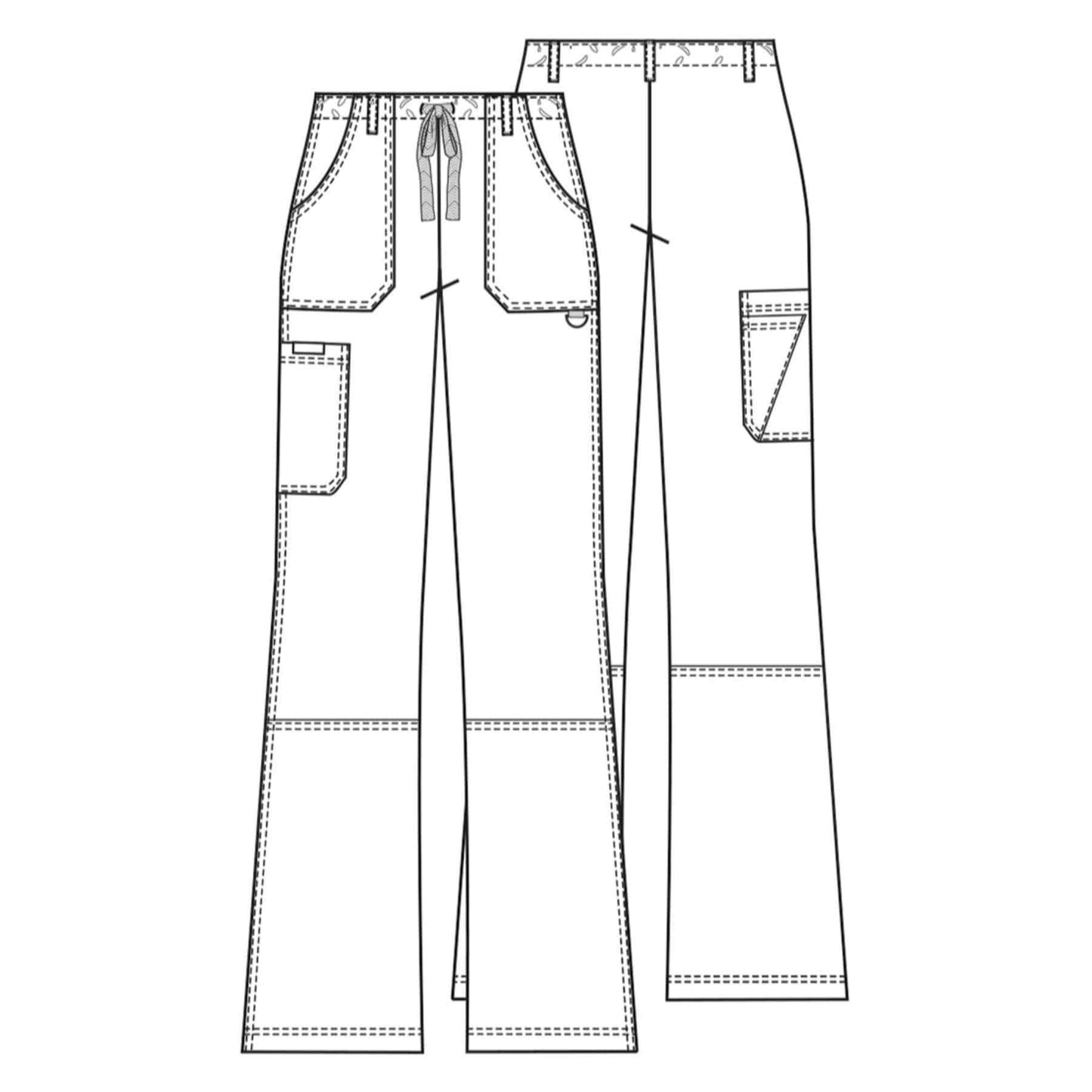 Cherokee Scrubs Pants Cherokee Workwear 4020 Scrubs Pants Women's Low Rise Drawstring Cargo Pewter