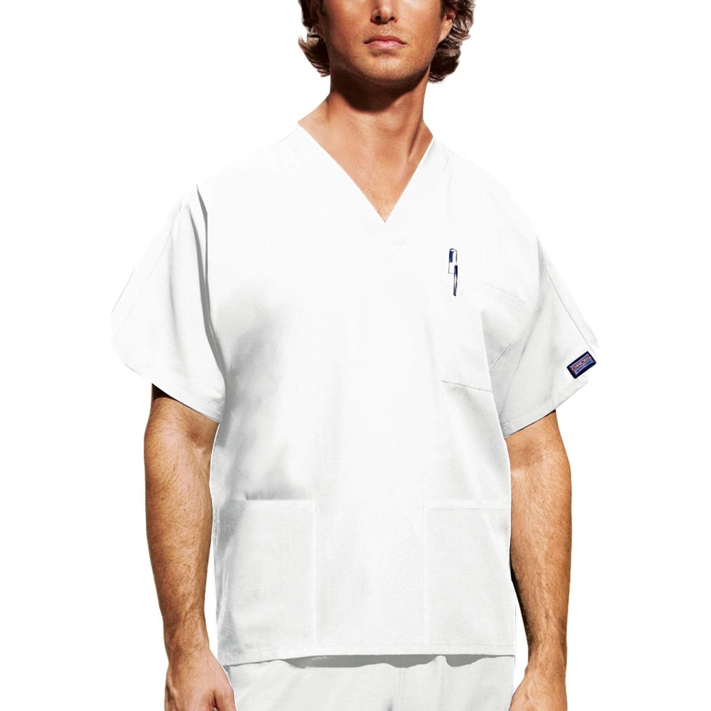Cherokee Scrubs Top 2XL Cherokee Workwear 4876 Scrubs Top Unisex V-Neck White