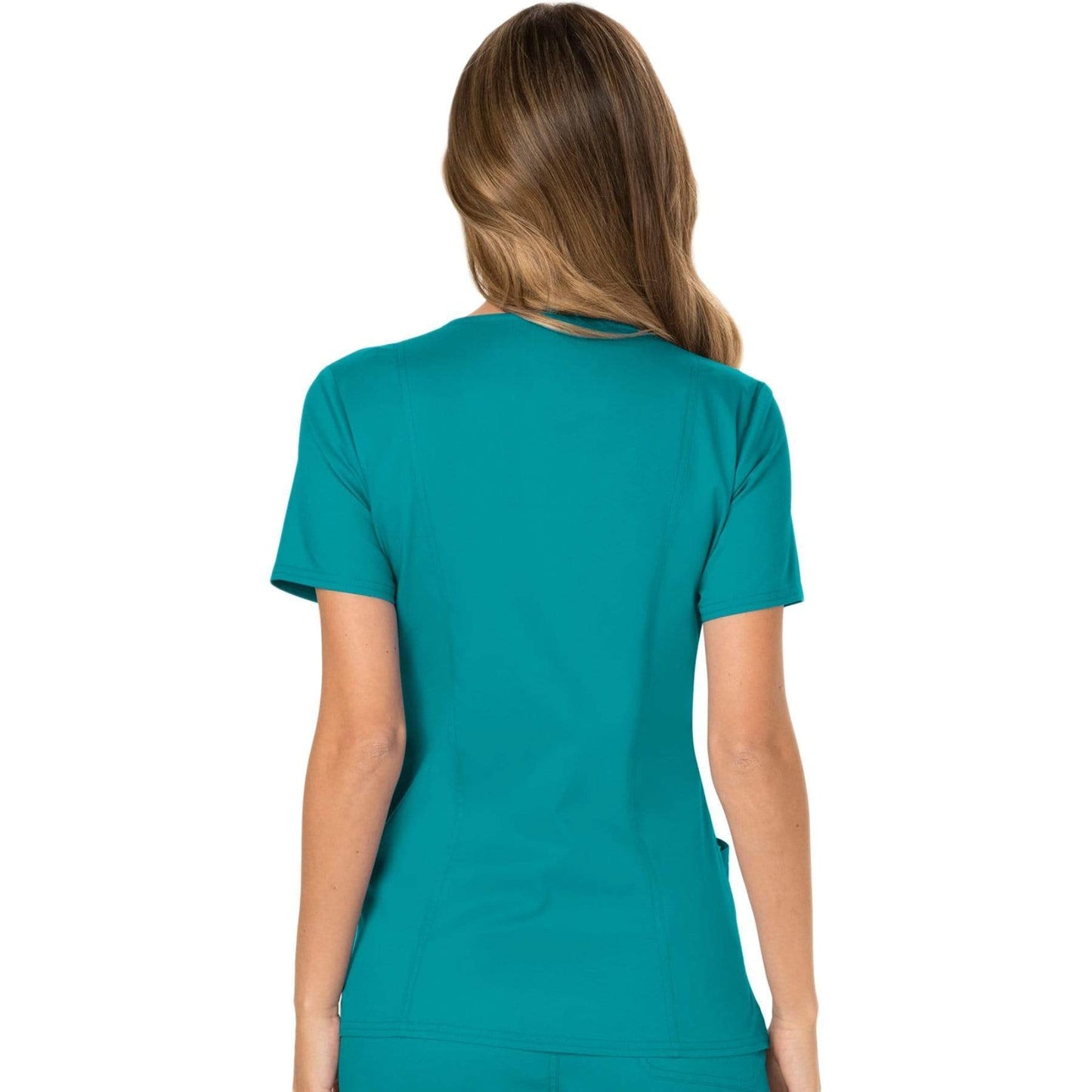 Cherokee Scrubs Top Cherokee Workwear Revolution WW610 Scrubs Top Women's Mock Wrap Teal Blue
