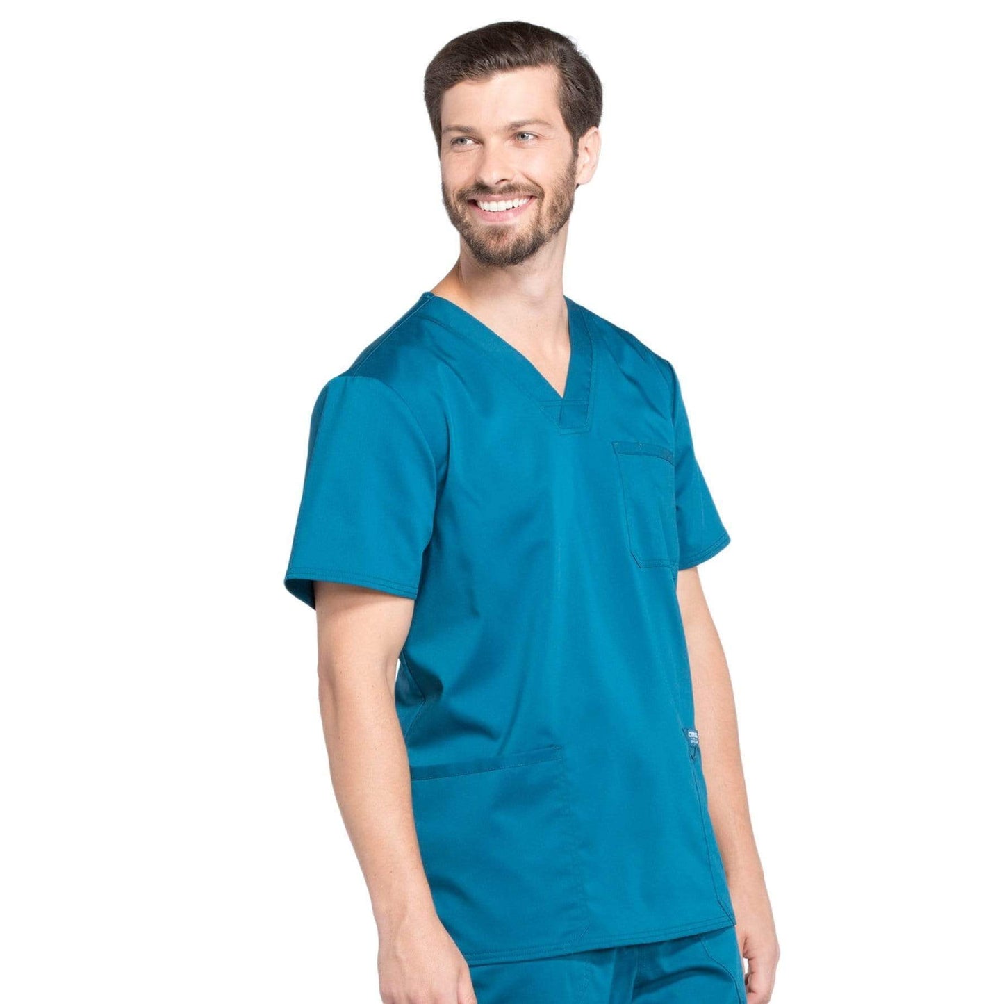 Cherokee Scrubs Top Cherokee Workwear Revolution WW670 Scrubs Top Men's V-Neck Caribbean Blue