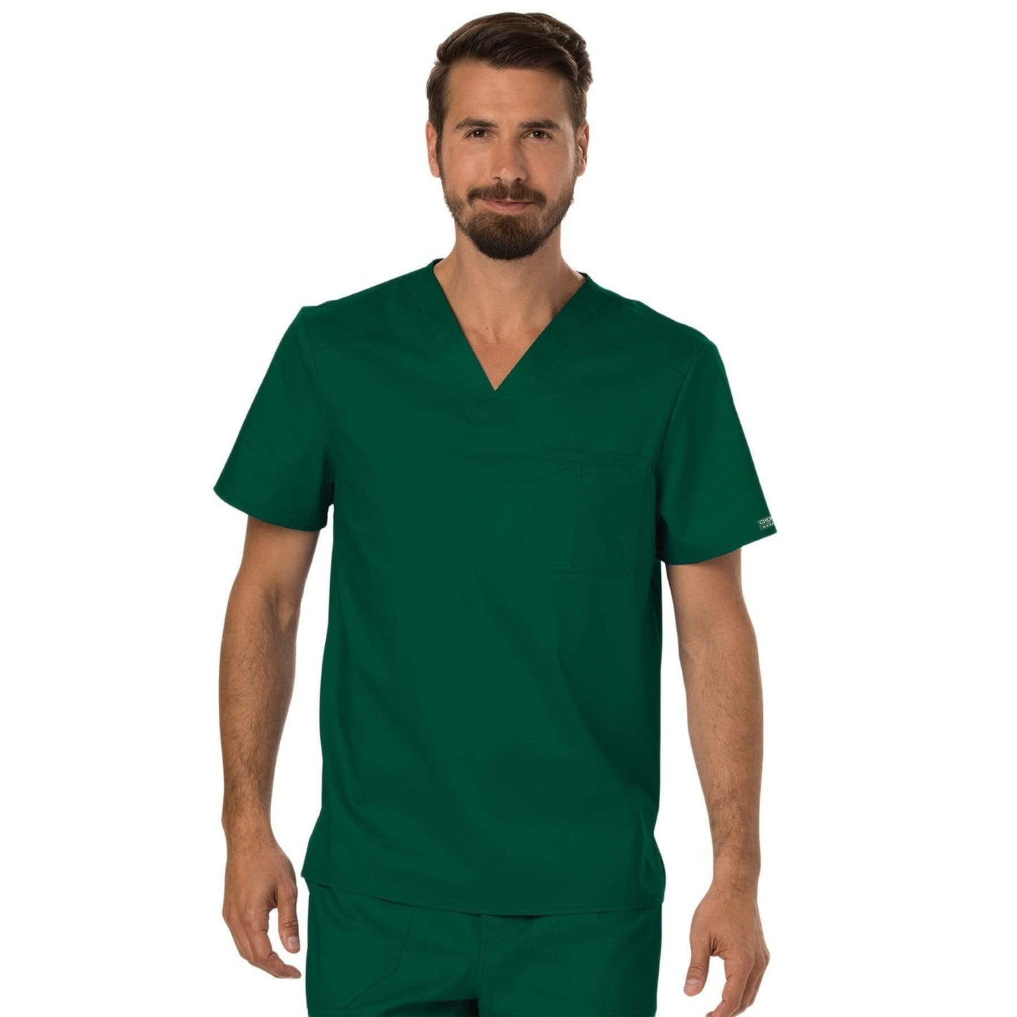 Cherokee Scrubs Top 2XL Cherokee Workwear Revolution WW690 Scrubs Top Men's V-Neck Hunter Green
