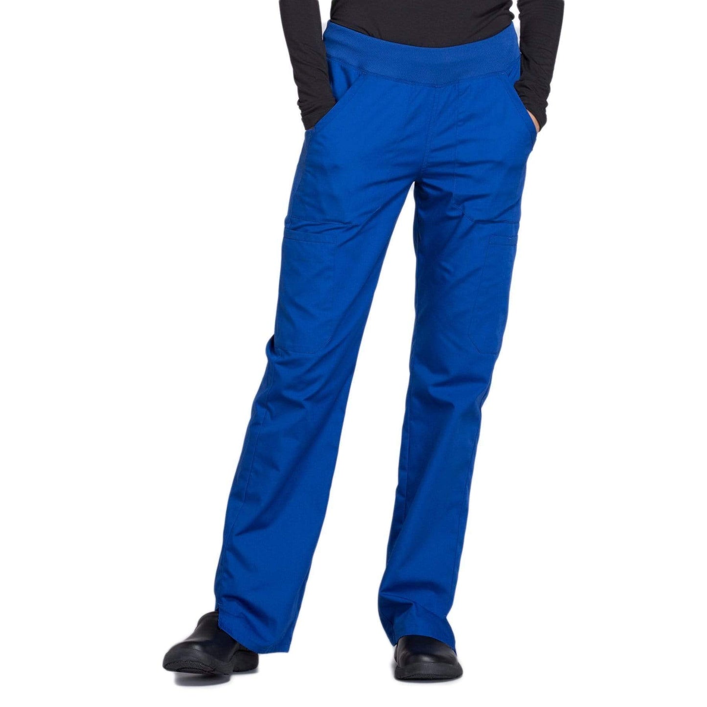 Cherokee Scrubs Pants 2XL / Regular Length Cherokee Workwear WW210 Scrubs Pants Women's Mid Rise Straight Leg Pull-on Cargo Galaxy Blue