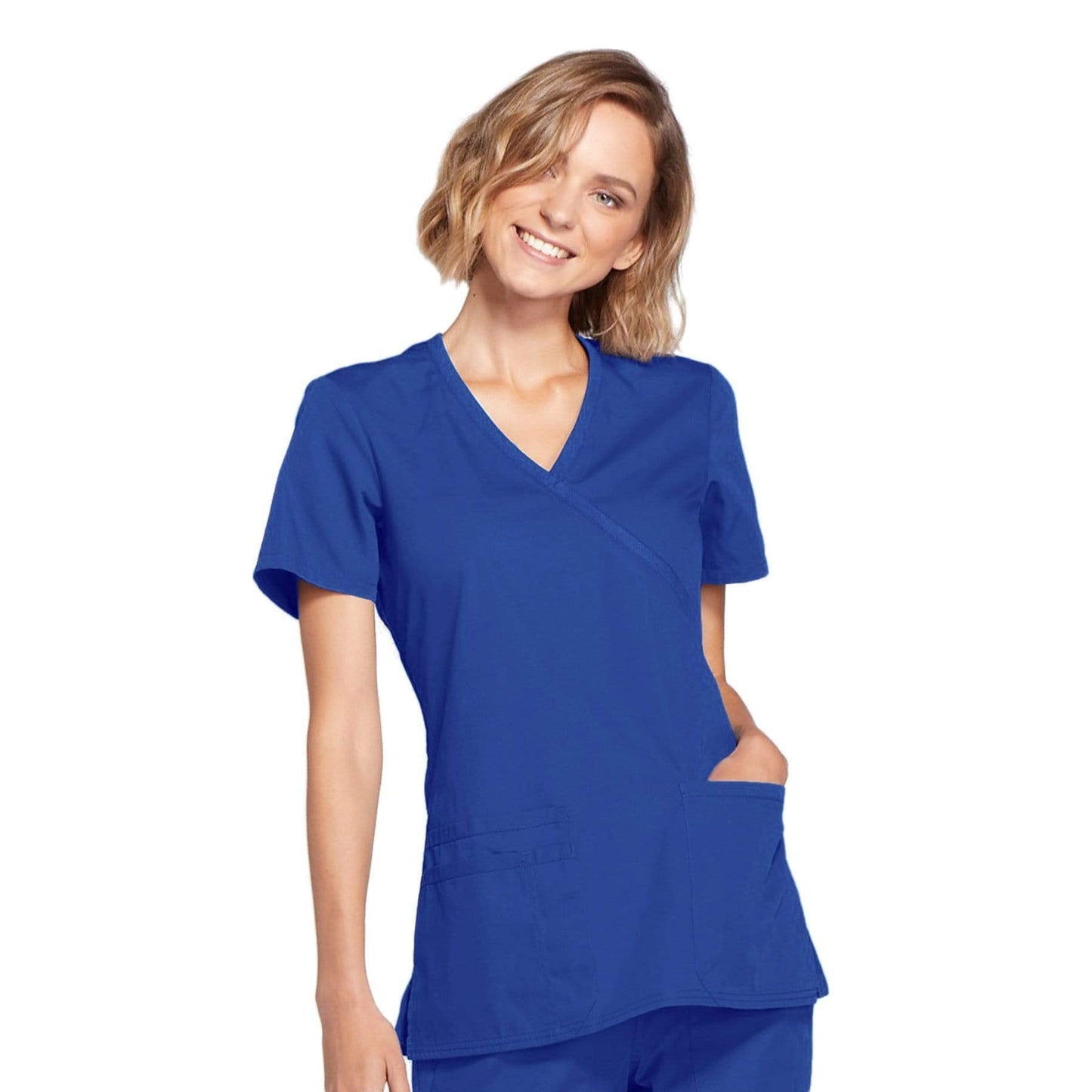 Cherokee Scrubs Top 2XL Cherokee Workwear WW650 Scrubs Top Women's Mock Wrap Royal