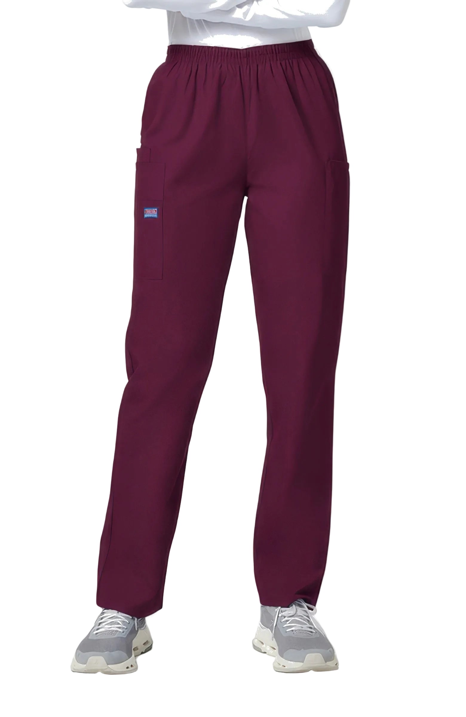 Cherokee Workwear 4200 Scrubs Pants Women's Natural Rise Tapered Pull-On Cargo Wine - WINW