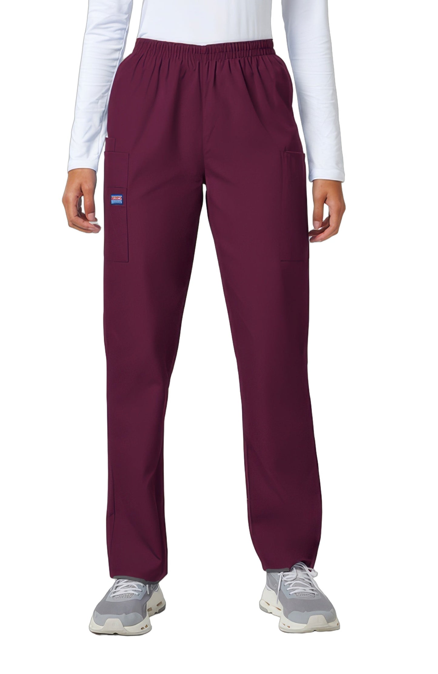Cherokee Workwear 4200 Scrubs Pants Women's Natural Rise Tapered Pull-On Cargo Wine - WINW