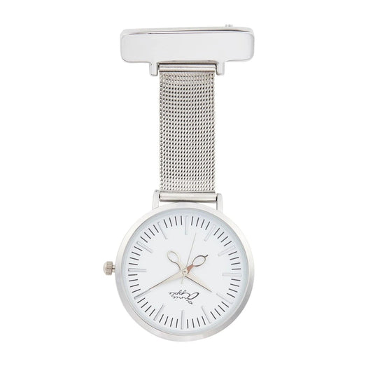 Aurora White/Silver Mesh Nurse Fob Watch