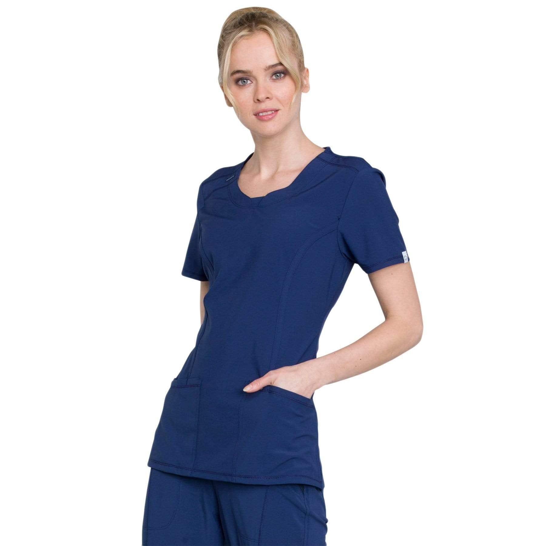 Cherokee Scrubs Top Cherokee Infinity 2624A Scrubs Top Womens Round Neck Navy