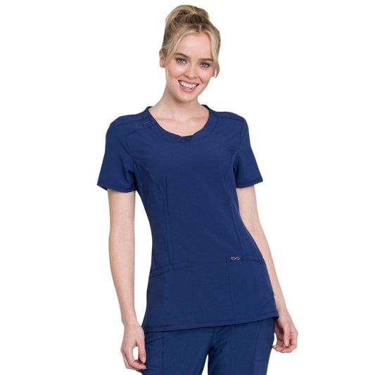 Cherokee Infinity 2624A Scrubs Top Womens Round Neck Navy