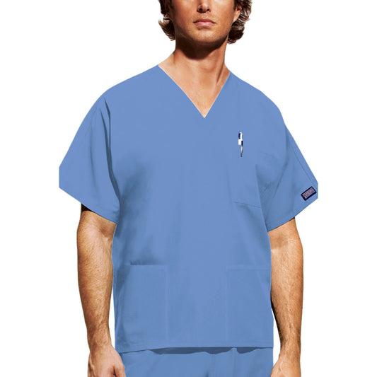 Cherokee Workwear 4876 Scrubs Top Unisex V-Neck Ceil Blue