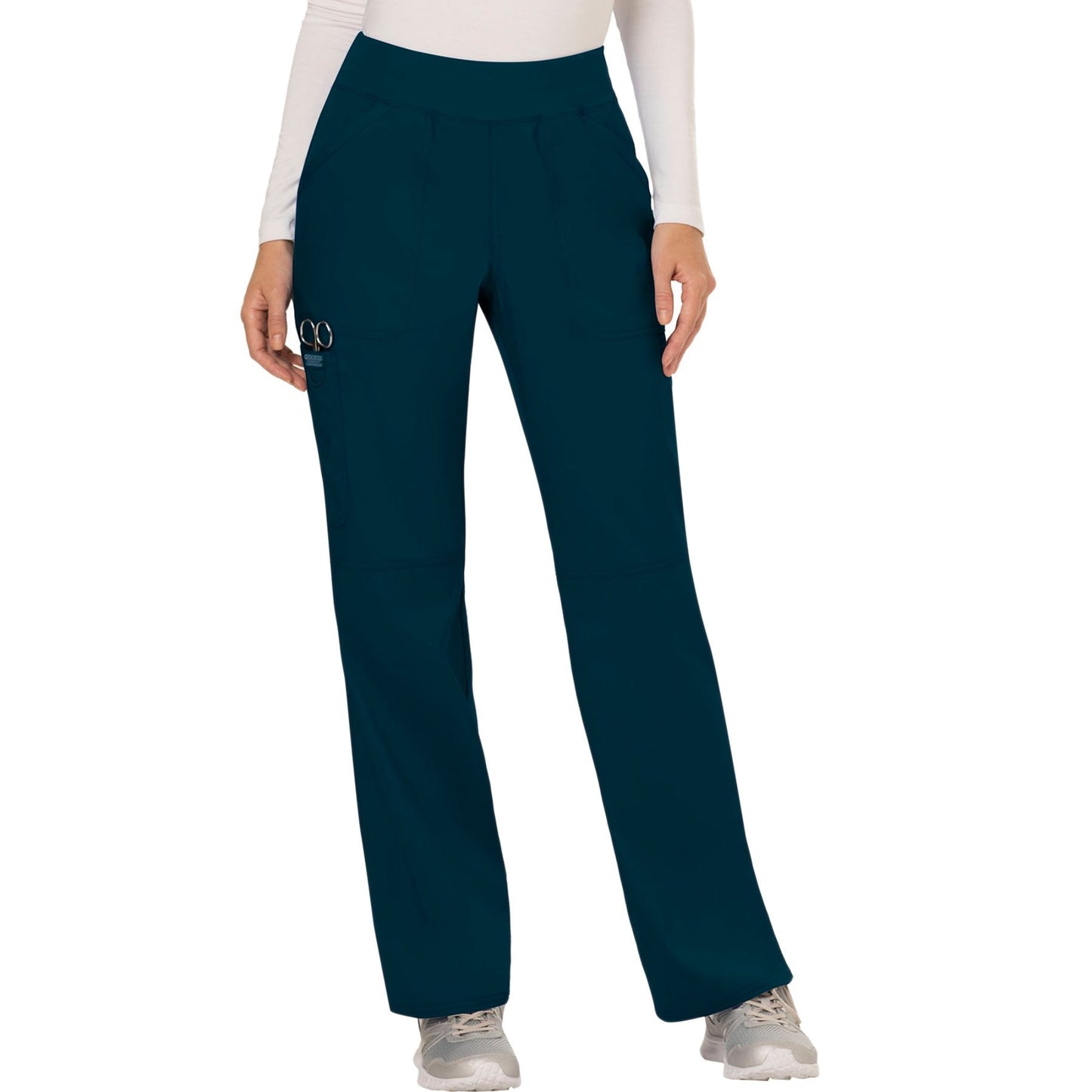 Cherokee Workwear Revolution WW110 Scrubs Pants Women's Mid Rise Straight Leg Pull-on Caribbean Blue