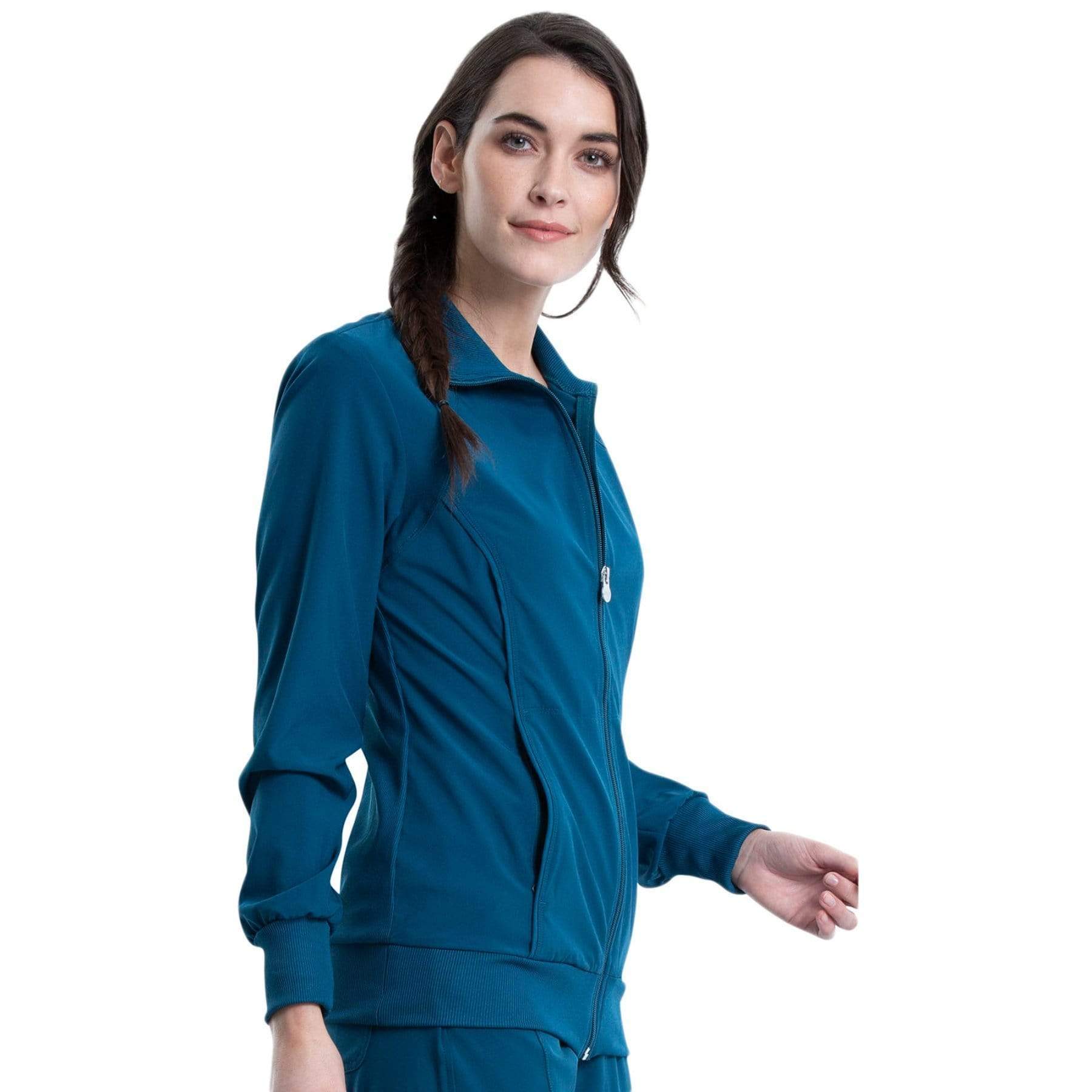 Cherokee Scrubs Jacket Cherokee Infinity 2391A Scrubs Jacket Women's Zip Front Warm-Up Caribbean Blue