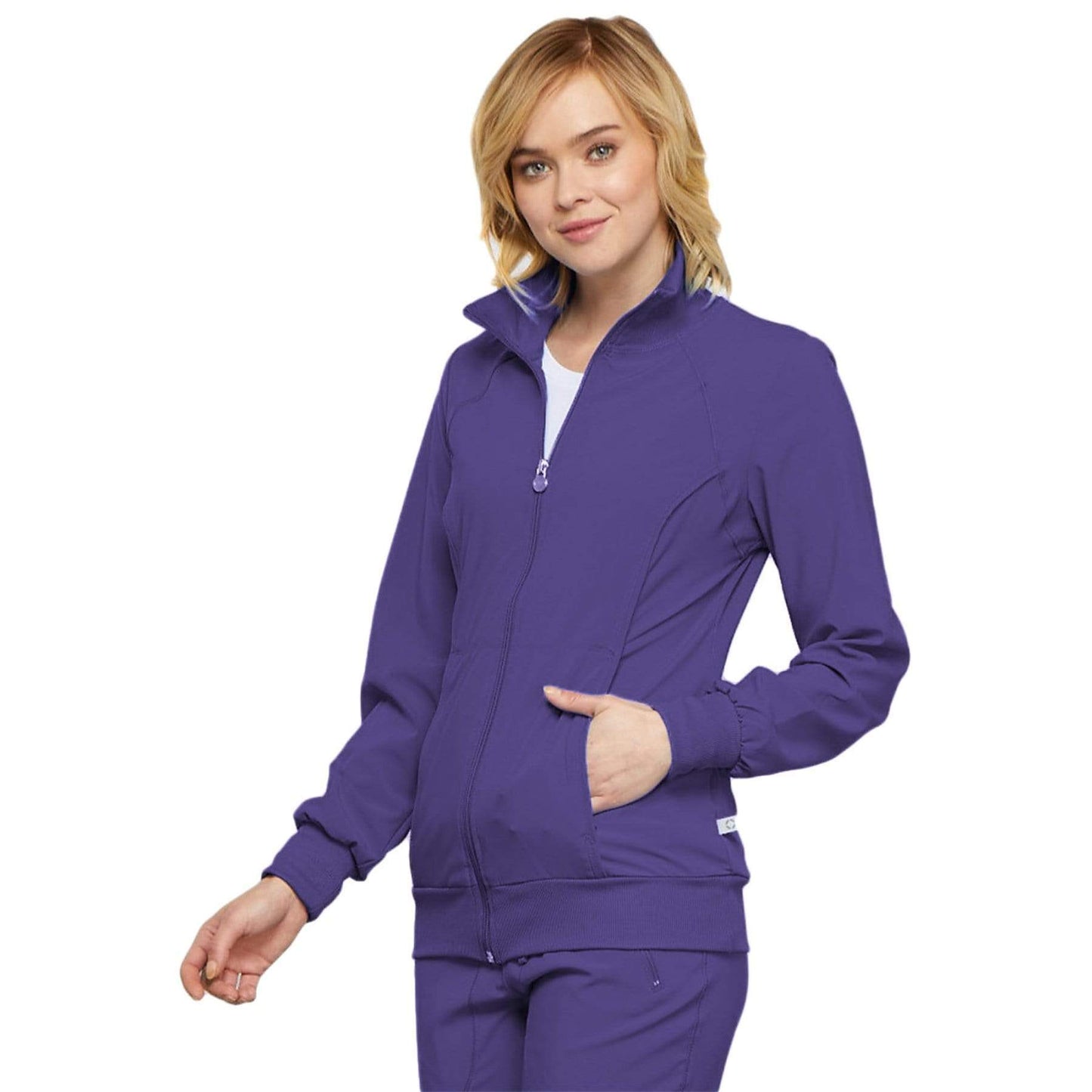 Cherokee Scrubs Jacket Cherokee Infinity 2391A Scrubs Jacket Women's Zip Front Warm-Up Grape