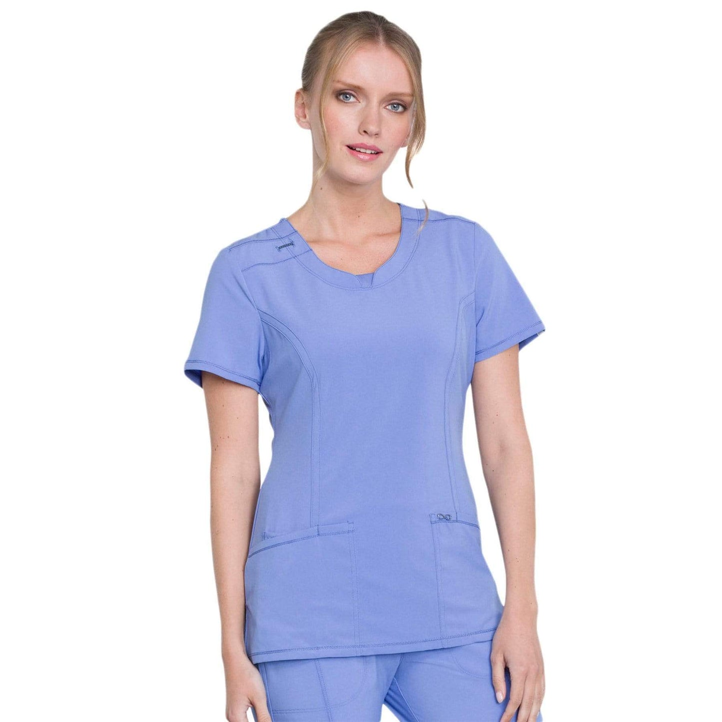 Cherokee Scrubs Top Cherokee Infinity 2624A Scrubs Top Women's Round Neck Ceil Blue
