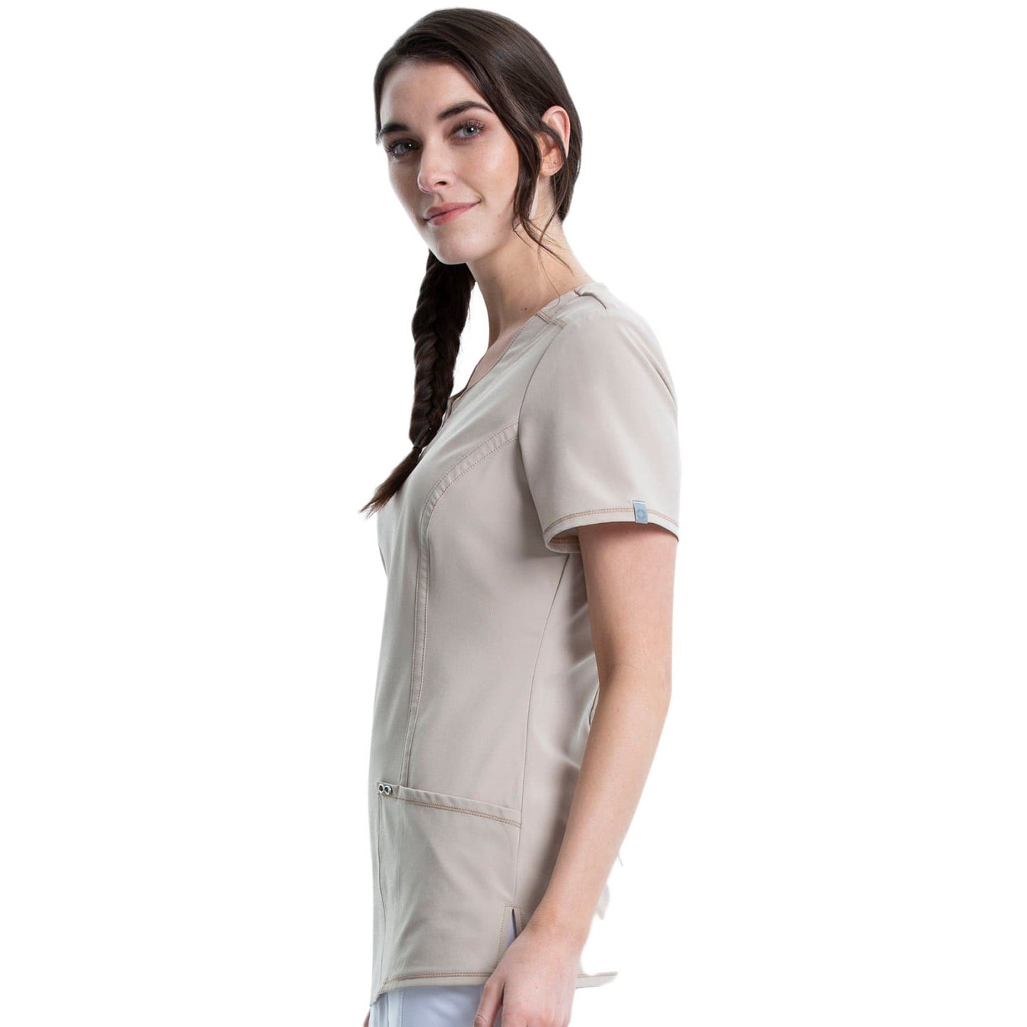 Cherokee Scrubs Top Cherokee Infinity 2624A Scrubs Top Women's Round Neck Khaki