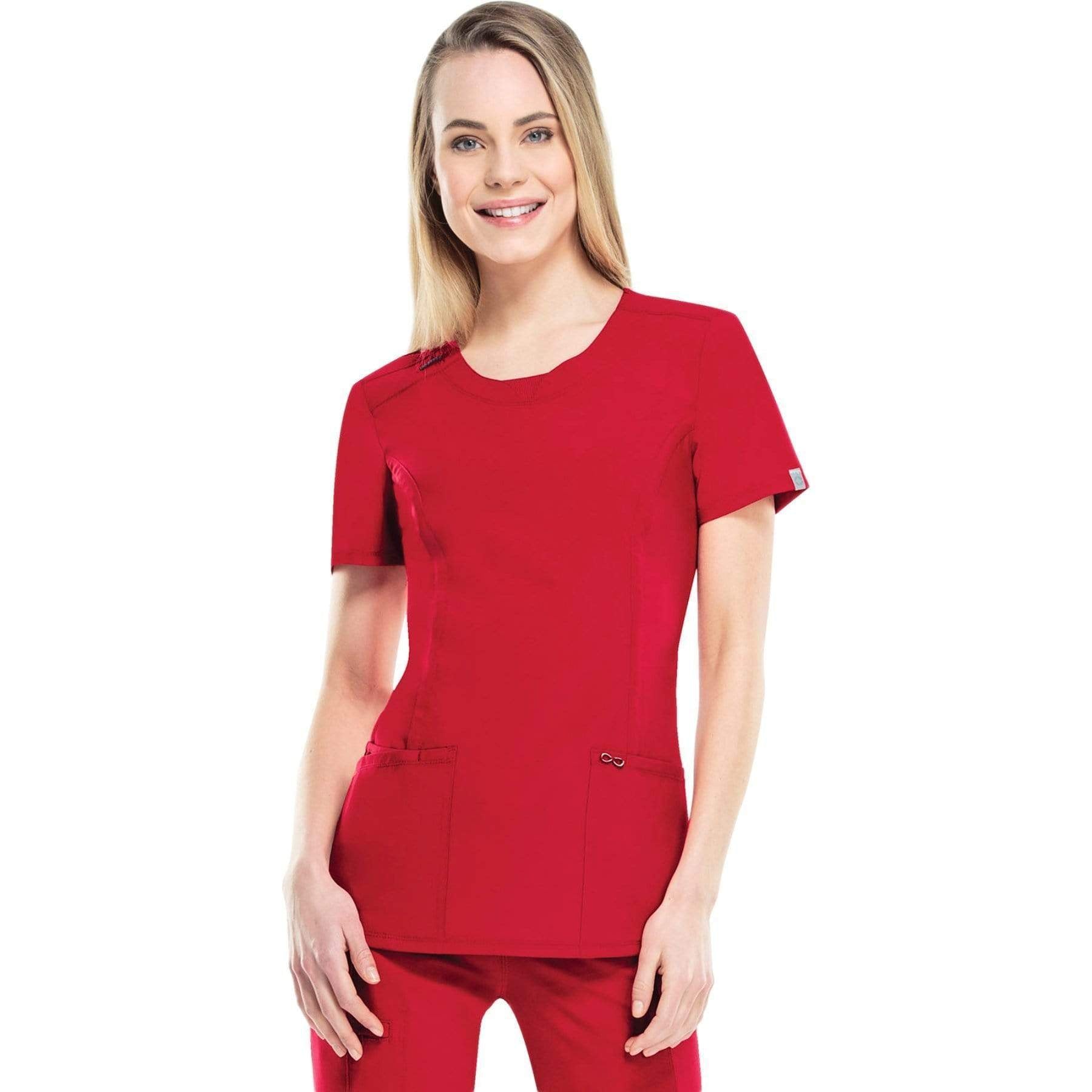 Cherokee Scrubs Top 2XL Cherokee Infinity 2624A Scrubs Top Women's Round Neck Red