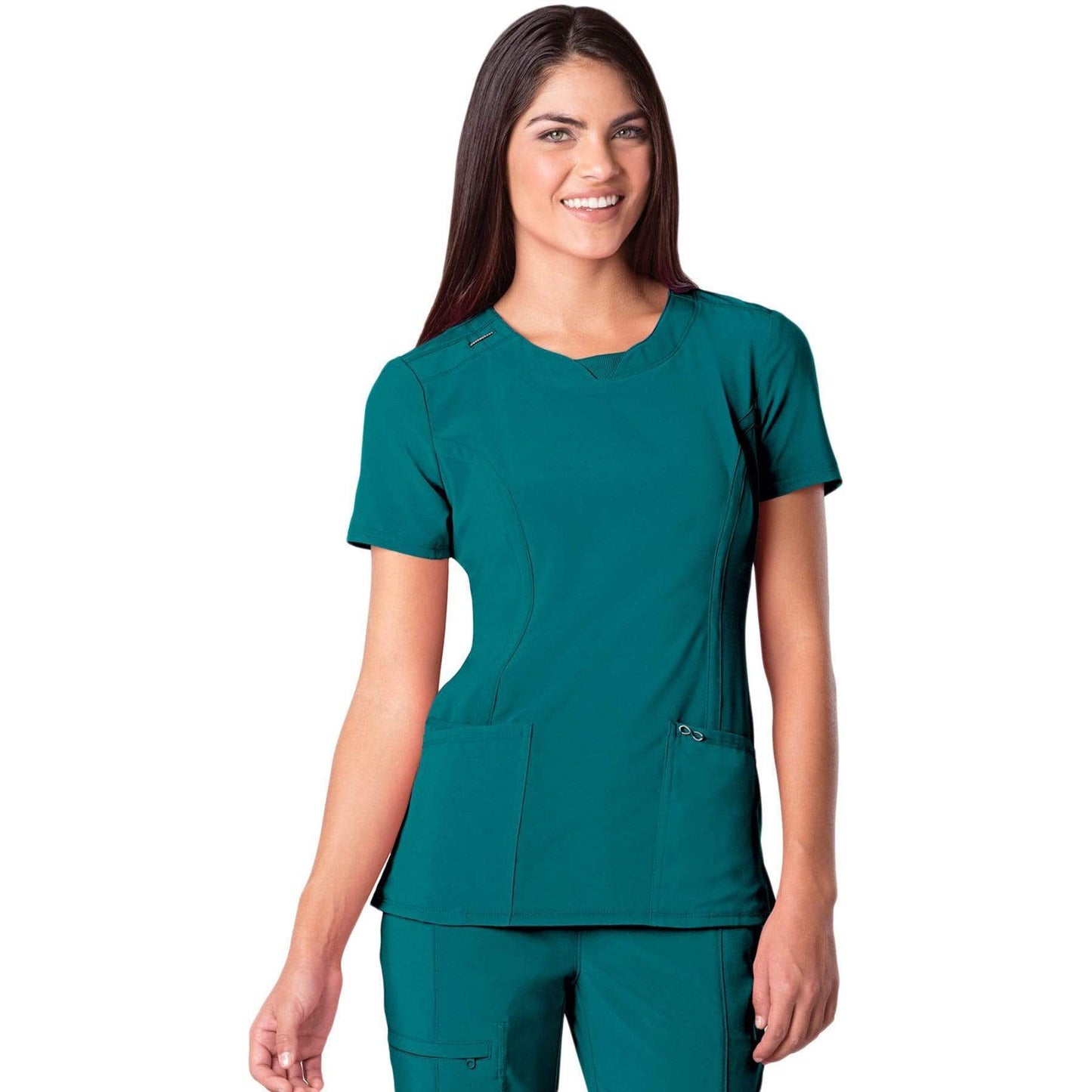 Cherokee Scrubs Top Cherokee Infinity 2624A Scrubs Top Women's Round Neck Teal Blue