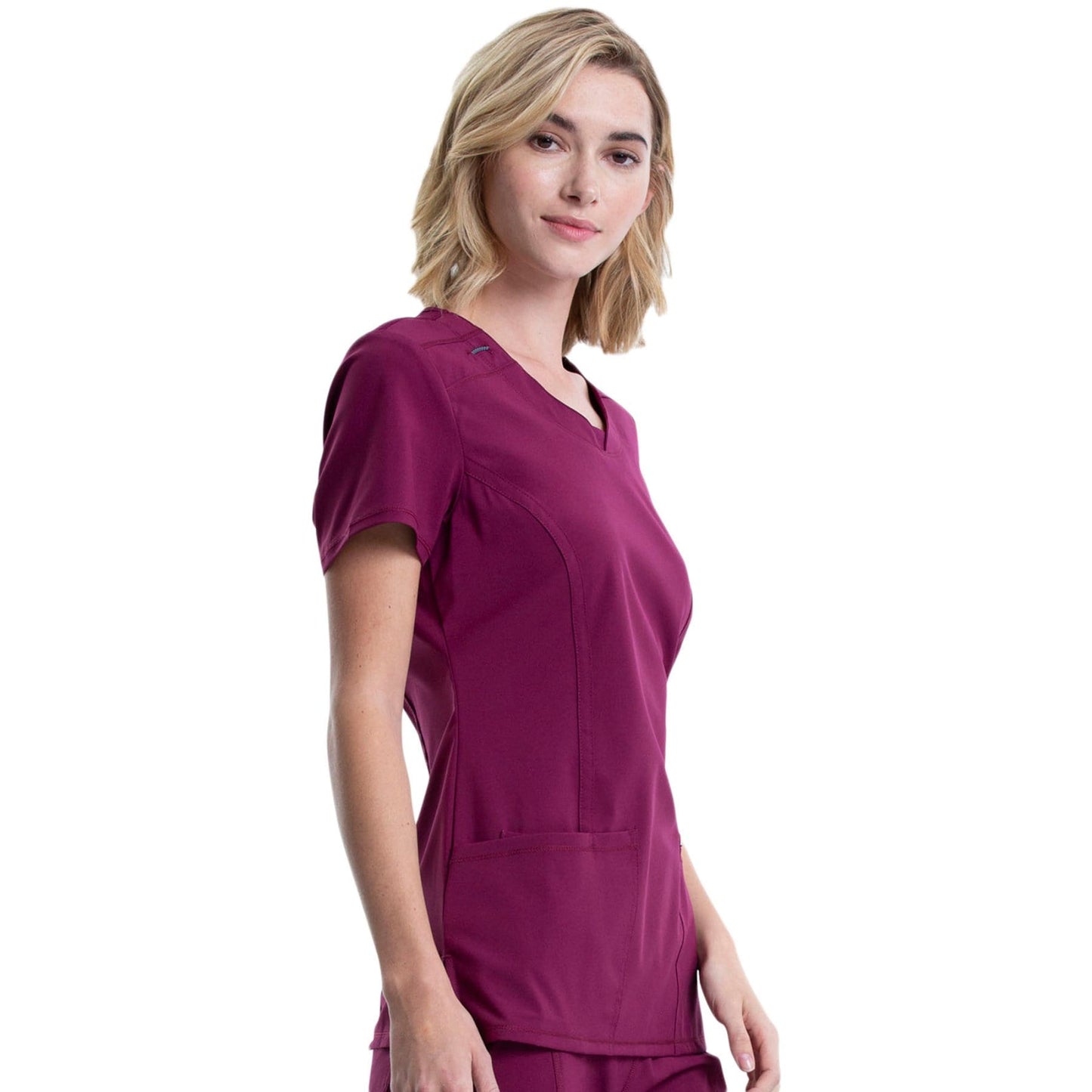 Cherokee Scrubs Top Cherokee Infinity 2624A Scrubs Top Women's Round Neck Wine