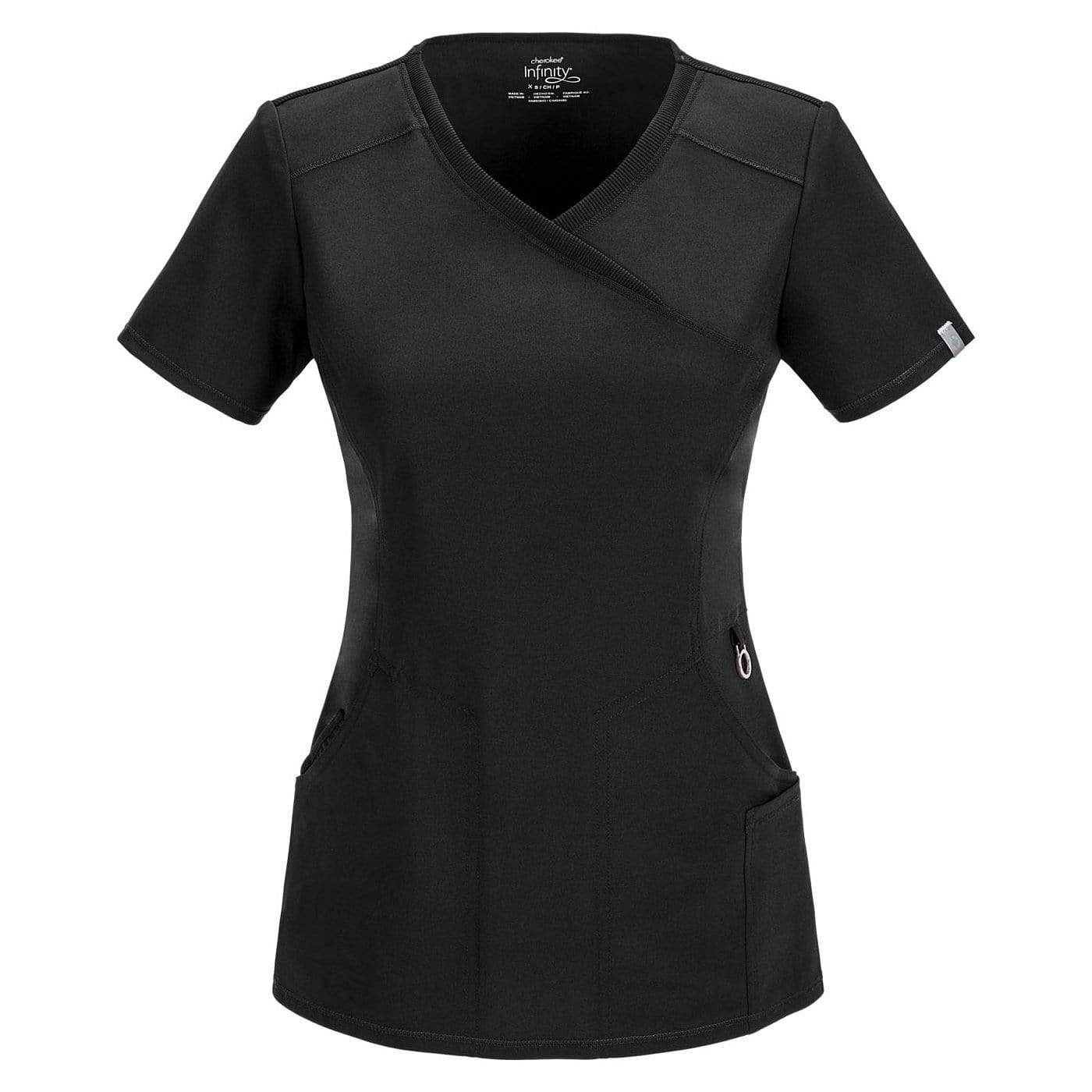 Cherokee Scrubs Top 2XL Cherokee Infinity 2625A Scrubs Top Women's Mock Wrap Black