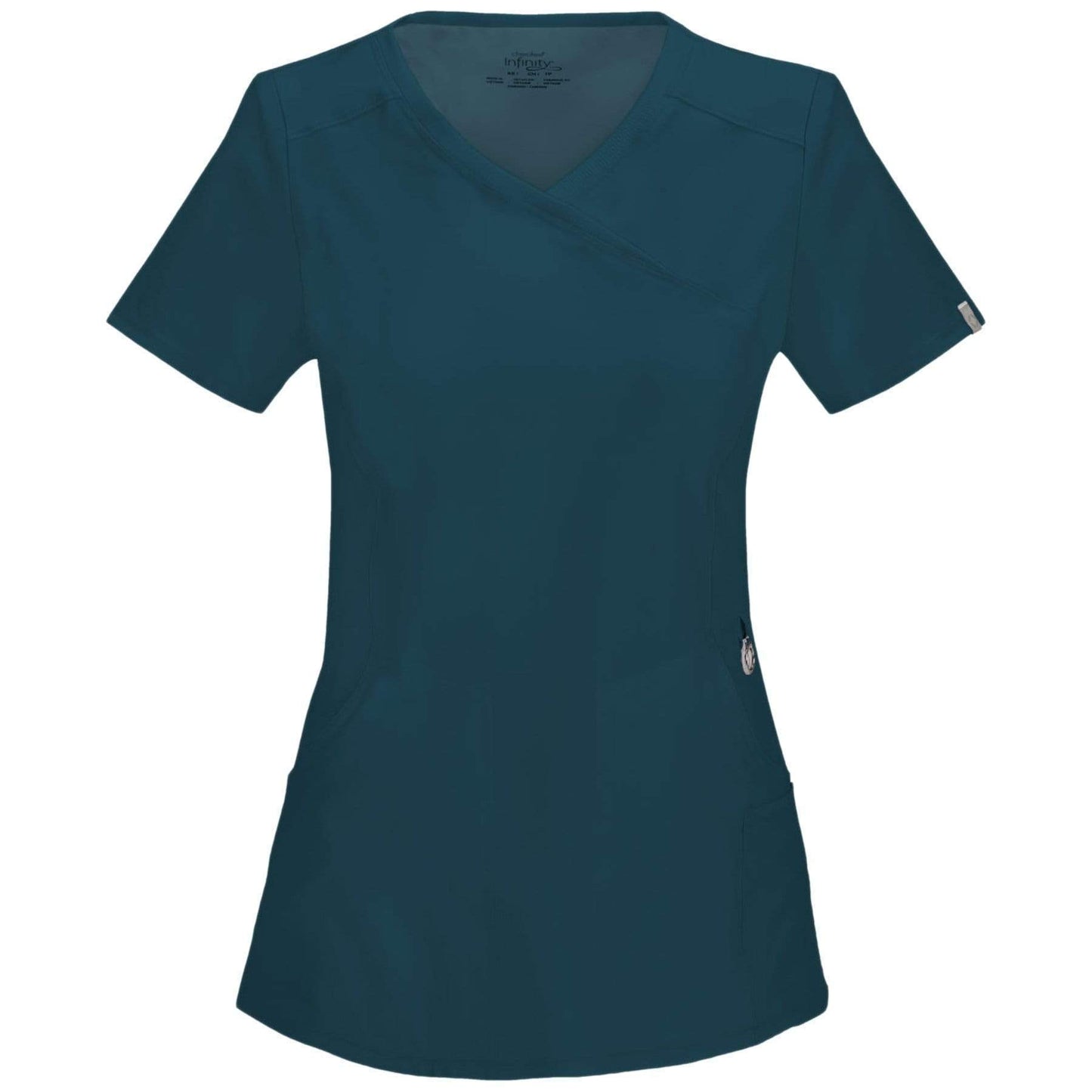 Cherokee Scrubs Top 2XL Cherokee Infinity 2625A Scrubs Top Women's Mock Wrap Caribbean Blue