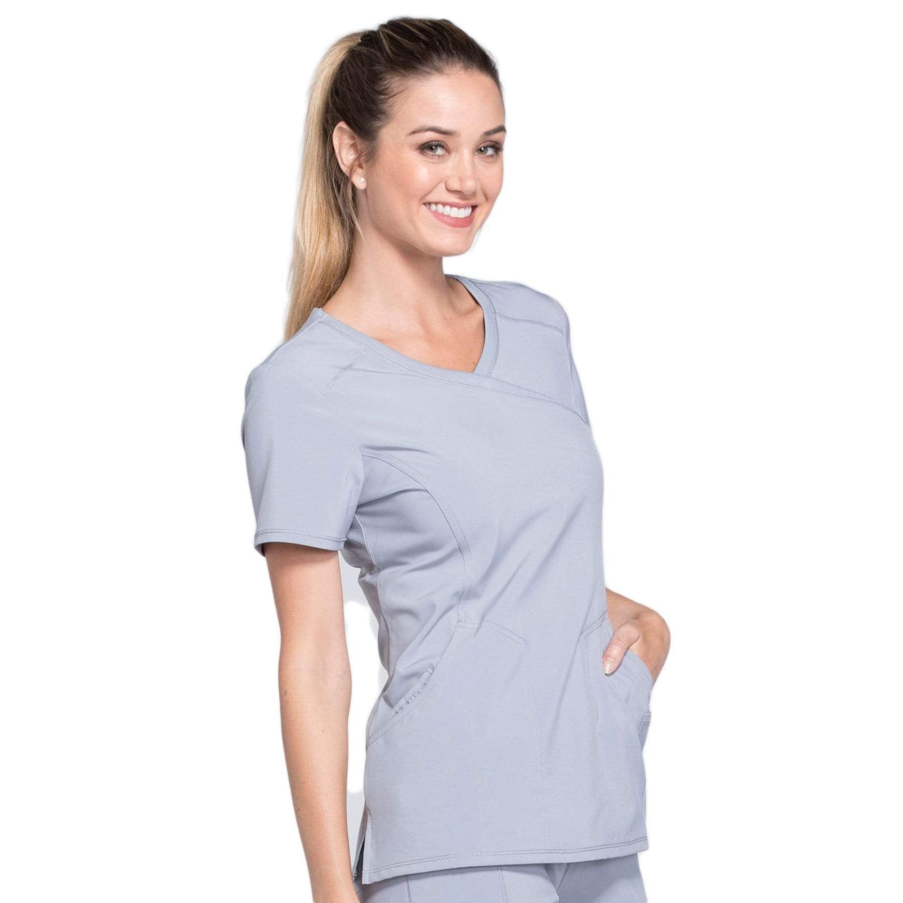 Cherokee Scrubs Top Cherokee Infinity 2625A Scrubs Top Women's Mock Wrap Grey