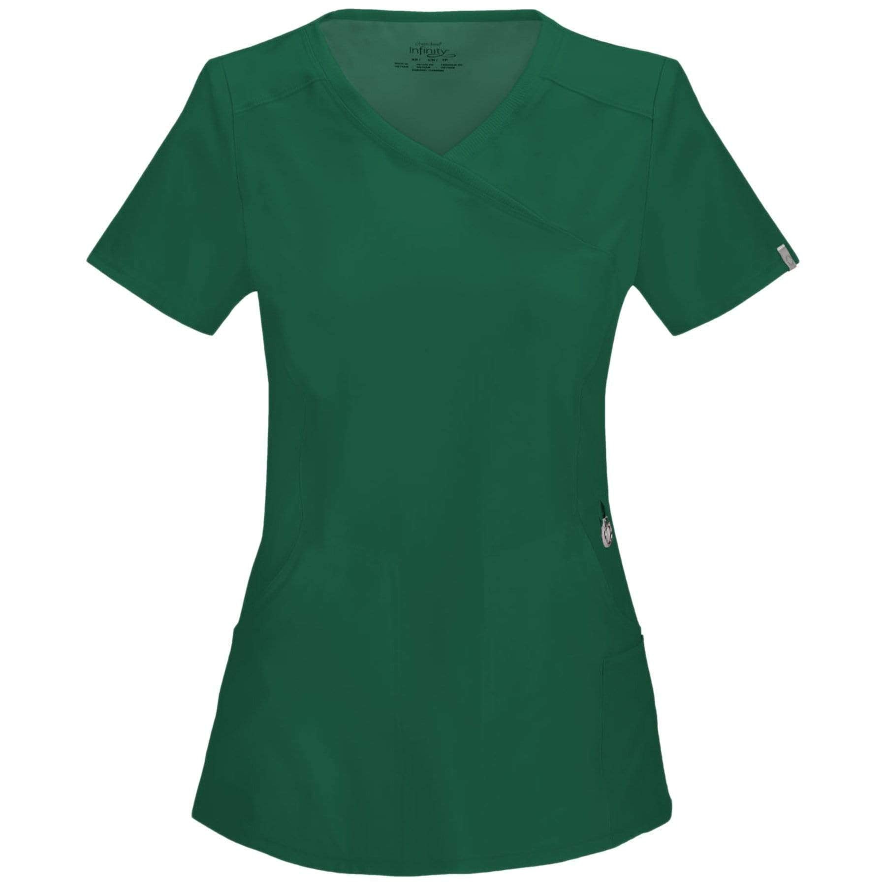 Cherokee Scrubs Top 2XL Cherokee Infinity 2625A Scrubs Top Women's Mock Wrap Hunter Green