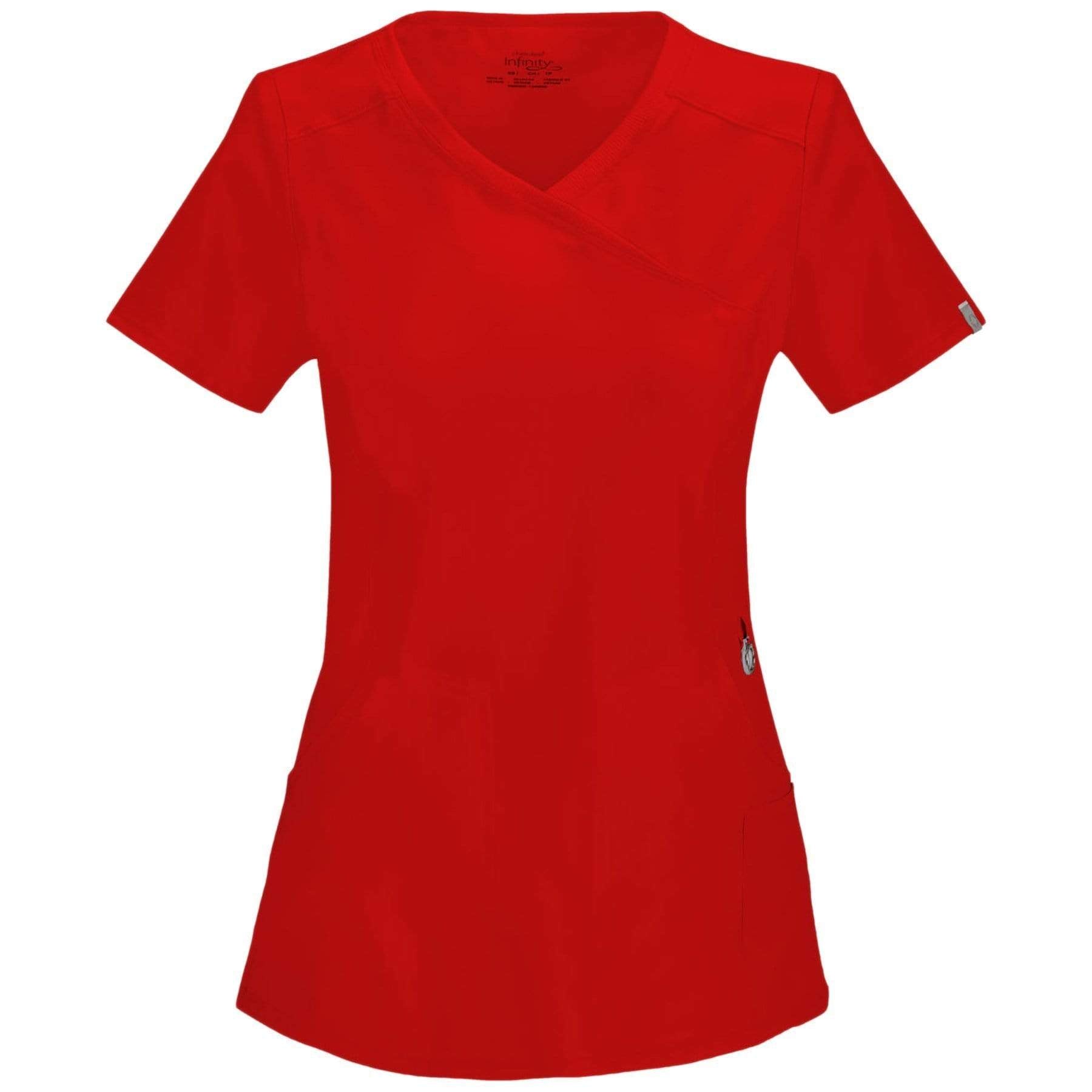Cherokee Scrubs Top 2XL Cherokee Infinity 2625A Scrubs Top Women's Mock Wrap Red
