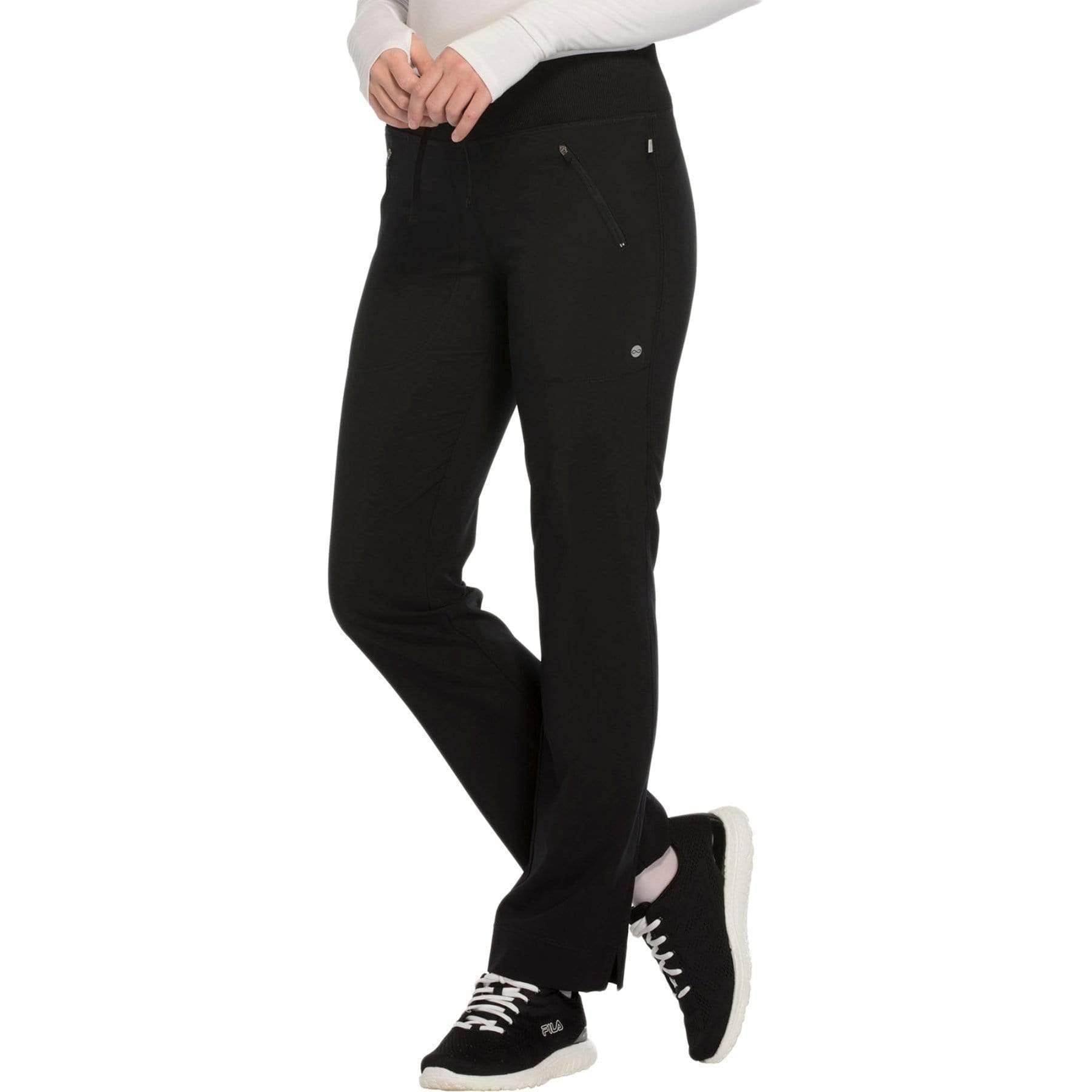 Cherokee Scrubs Pants Cherokee Infinity CK100A Scrubs Pants Women's Mid Rise Tapered Leg Drawstring s Black