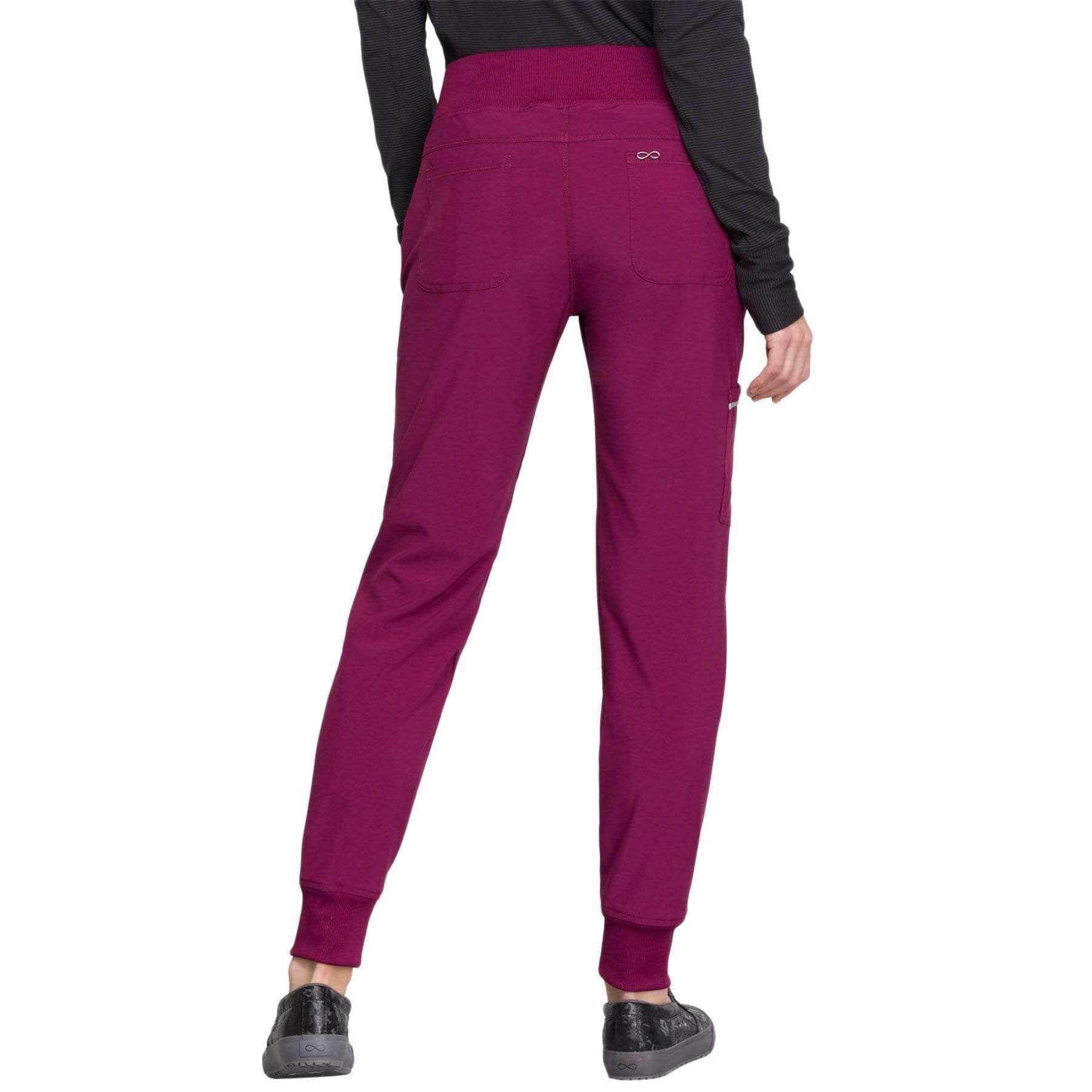 Cherokee Scrubs Pants Cherokee Infinity CK110A Scrubs Pants Women's Mid Rise Tapered Leg Jogger Wine