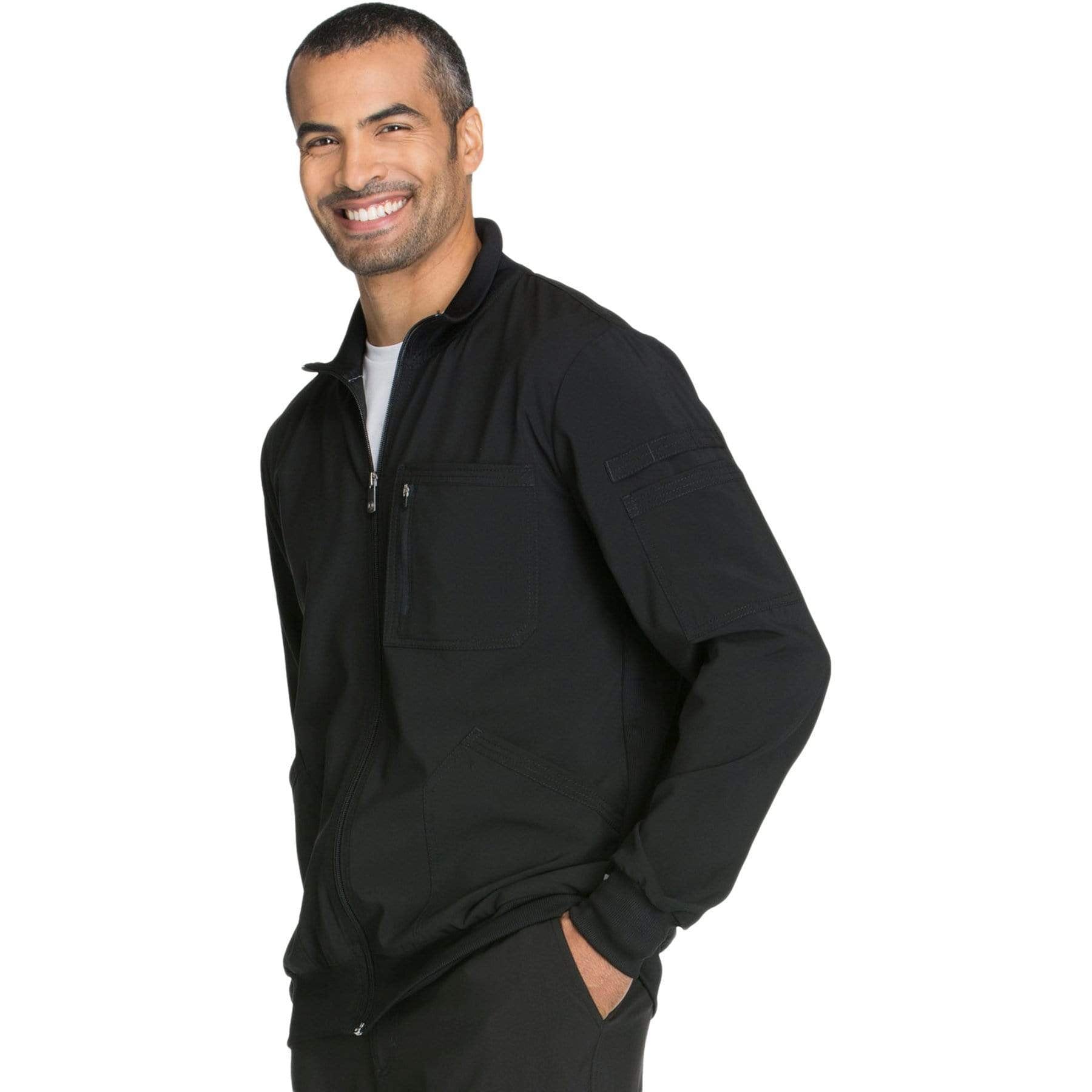 Cherokee Scrubs Jacket Cherokee Infinity CK305A Scrubs Jacket Men's Zip Front Black