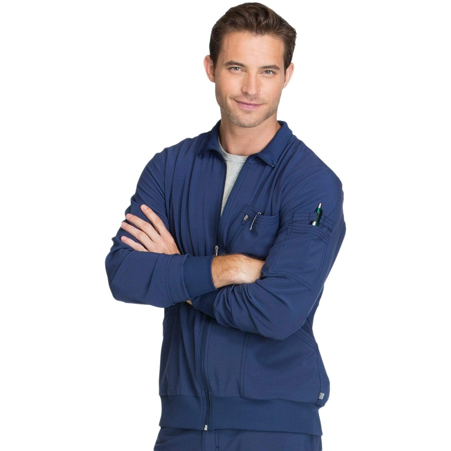 Cherokee Scrubs Jacket Cherokee Infinity CK305A Scrubs Jacket Men's Zip Front Navy