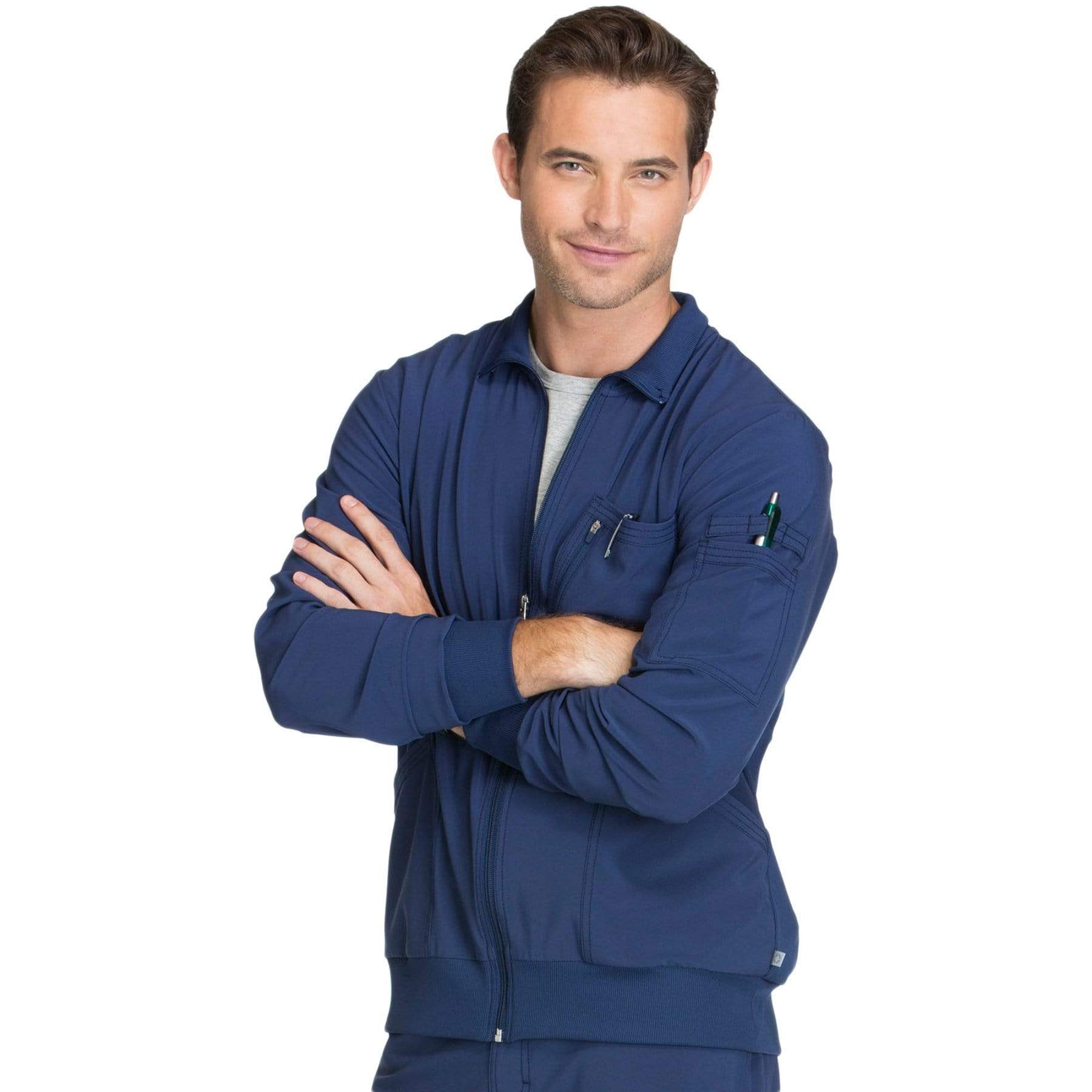 Cherokee Scrubs Jacket Cherokee Infinity CK305A Scrubs Jacket Men's Zip Front Navy