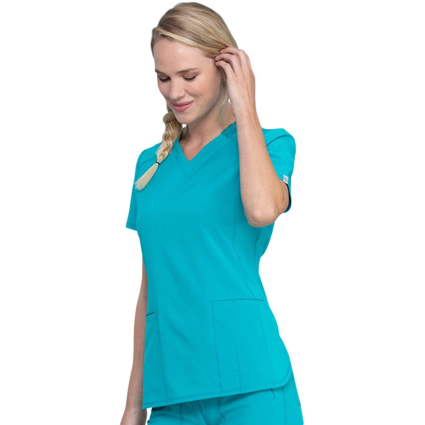 Cherokee Top Cherokee Infinity CK865A Scrubs Top Women Teal Blue