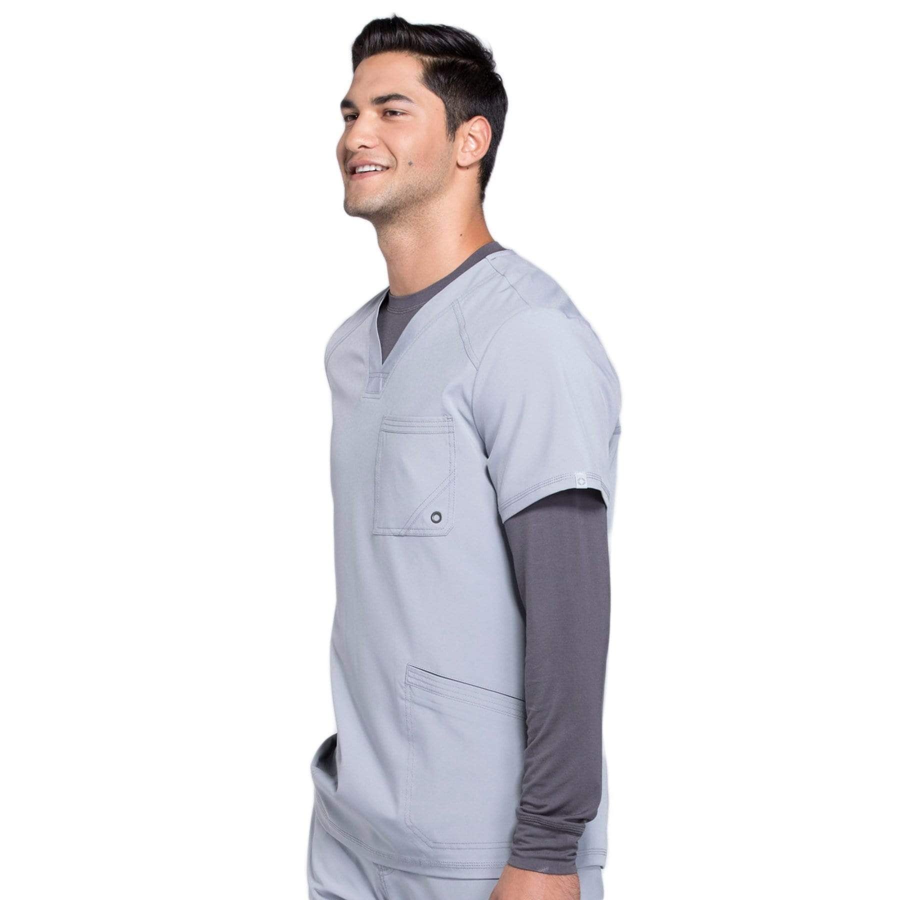 Cherokee Scrubs Top Cherokee Infinity CK900A Scrubs Top Men's V-Neck Grey