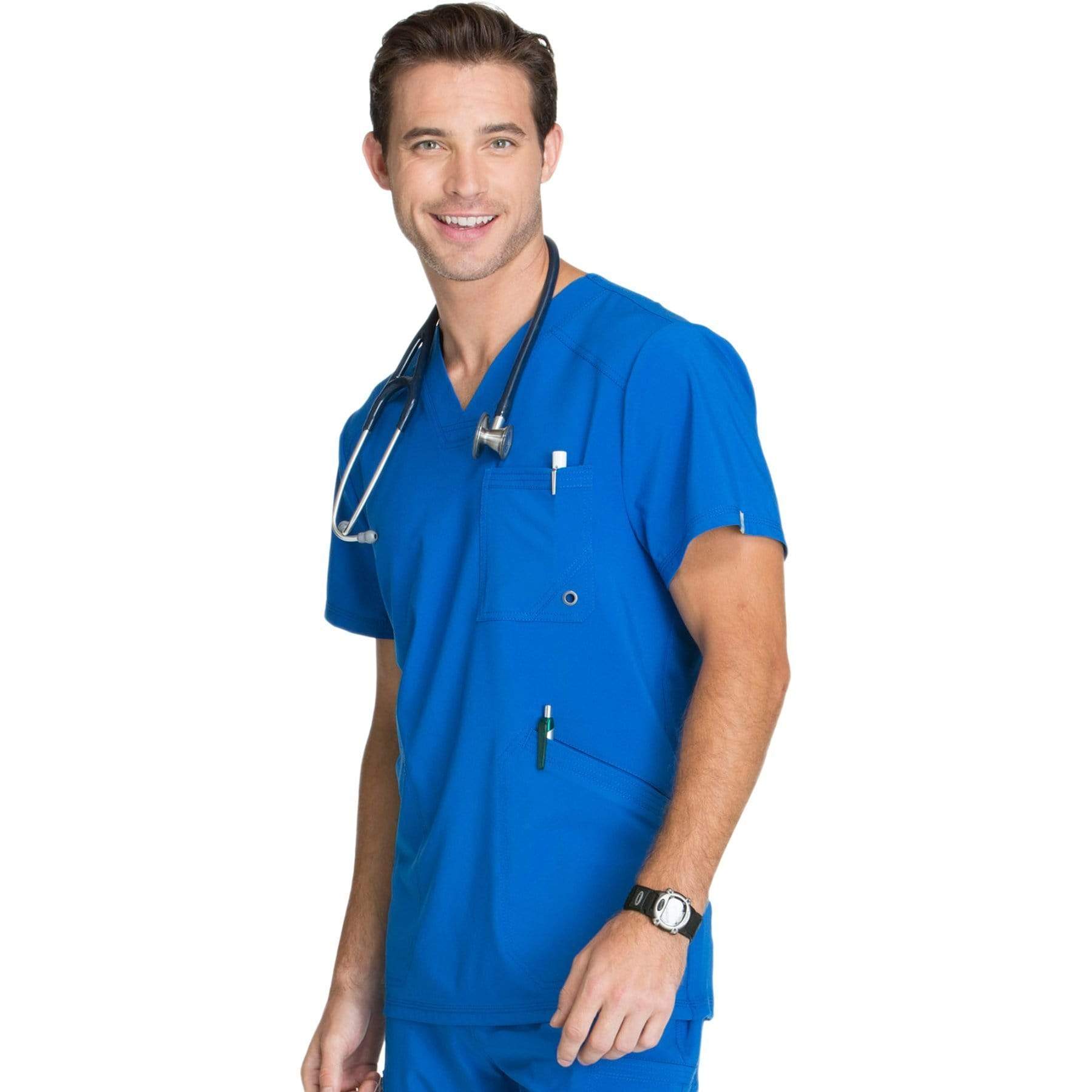 Cherokee Scrubs Top Cherokee Infinity CK900A Scrubs Top Men's V-Neck Royal