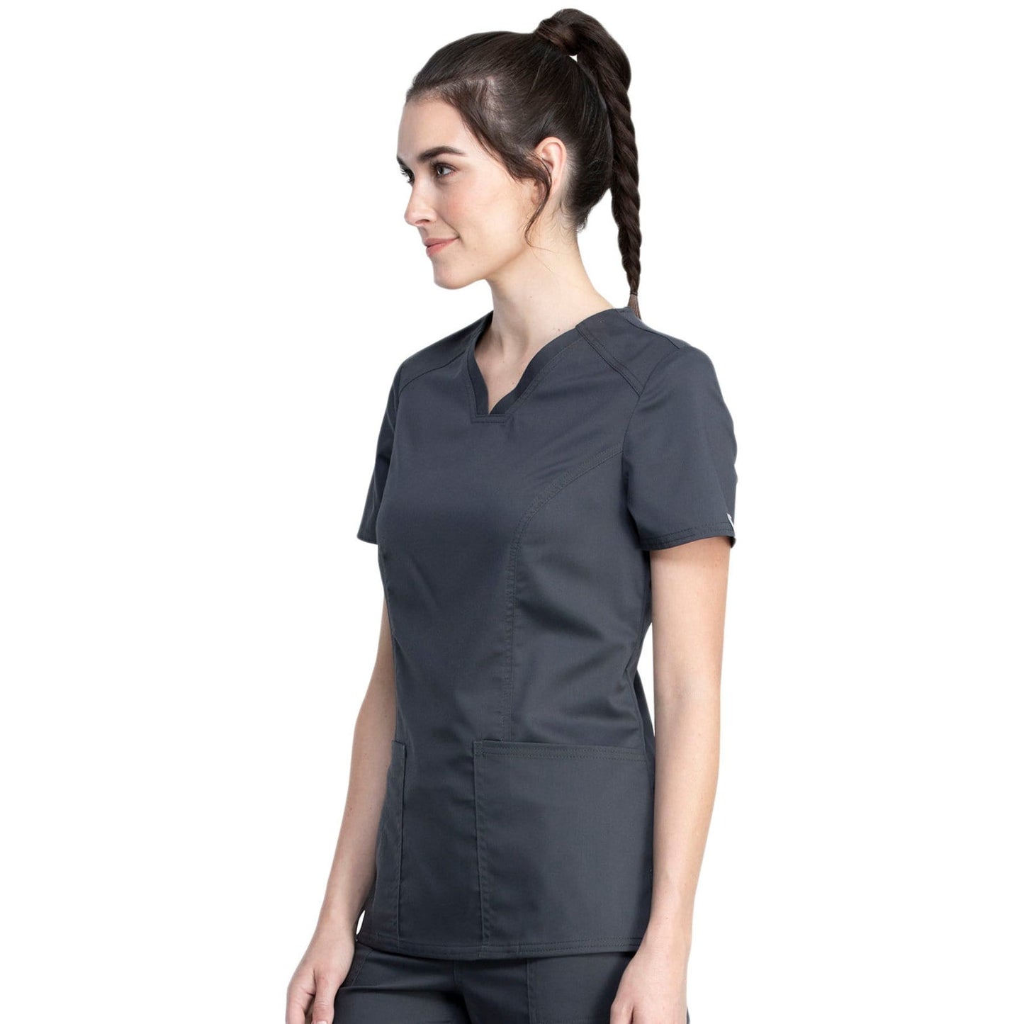 Cherokee Top Cherokee Revolution Tech WW741AB Scrubs Top Women Pewter