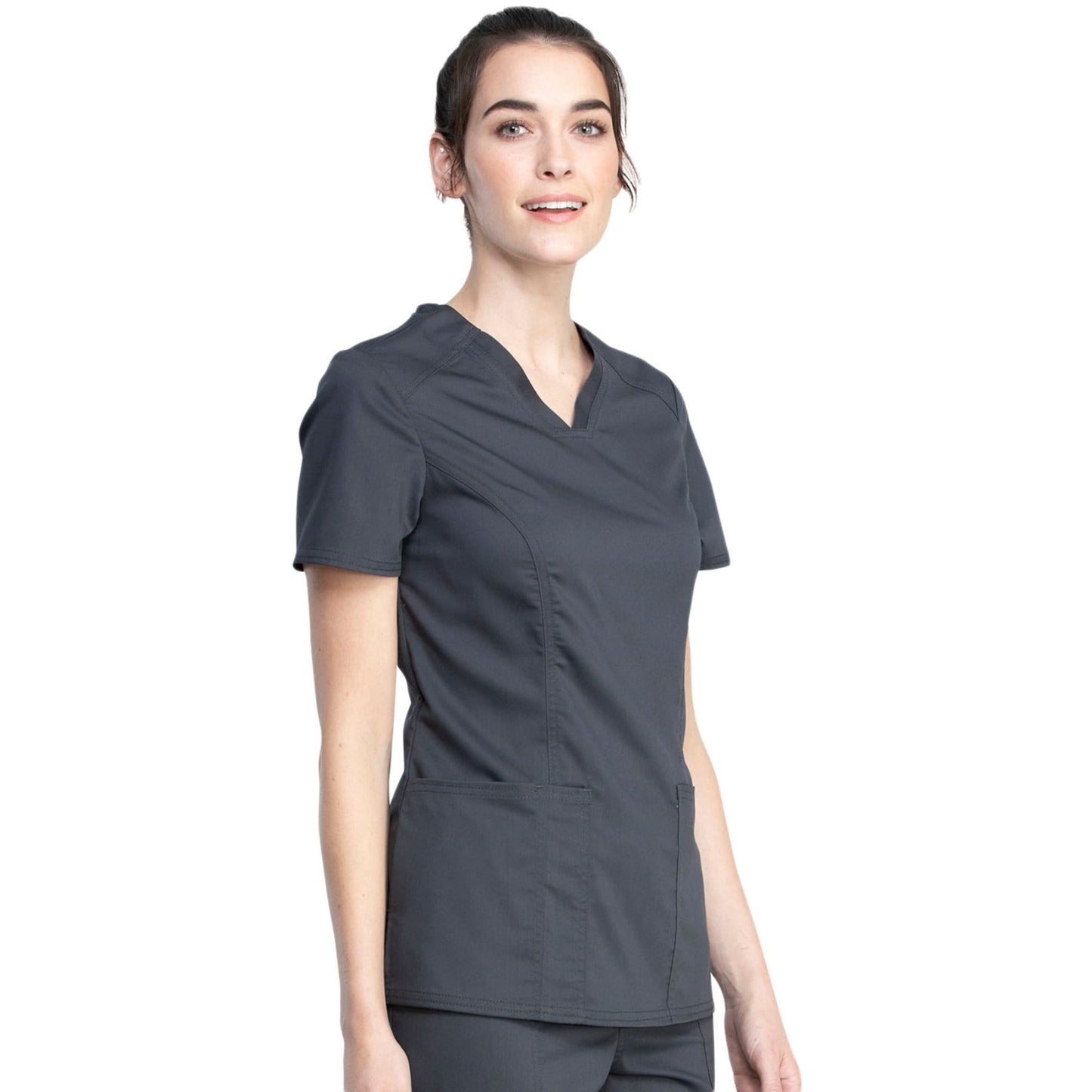 Cherokee Top Cherokee Revolution Tech WW741AB Scrubs Top Women Pewter