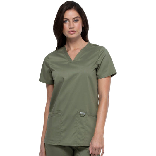 Cherokee Top 2XL Cherokee Revolution WW620 Scrubs Top Women Olive