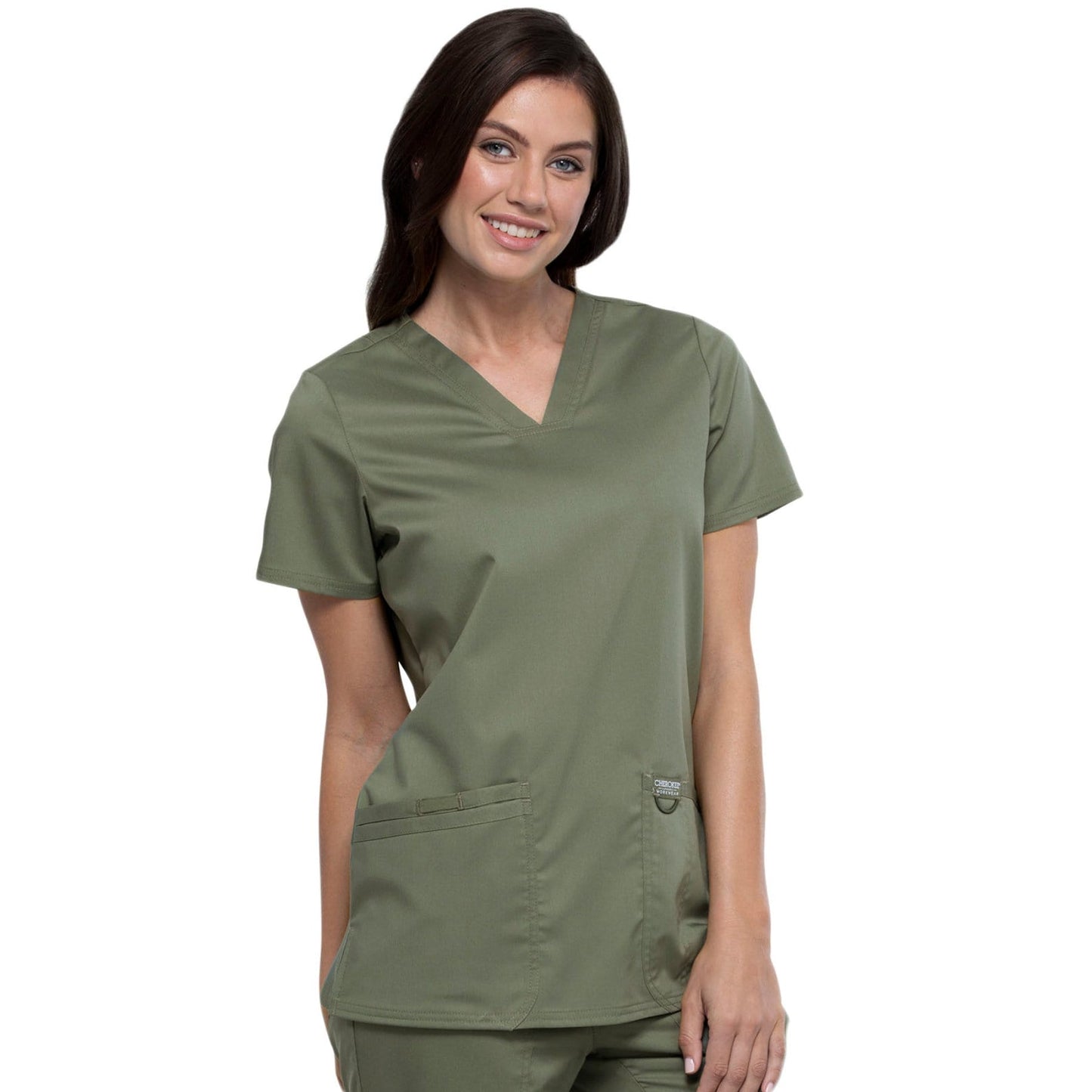 Cherokee Top Cherokee Revolution WW620 Scrubs Top Women Olive